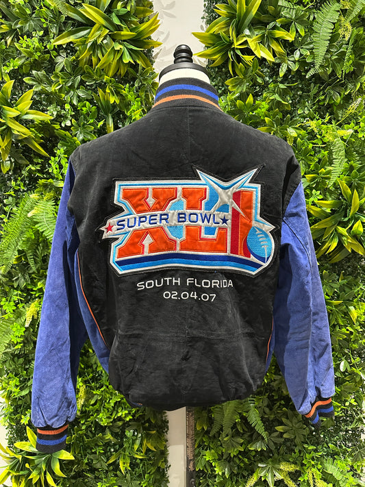 (Mens Medium) NFL Super Bowl XLI Black Suede Leather Jacket 007