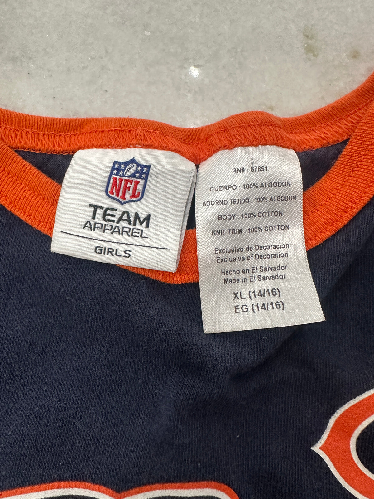 (Girls XL) NFL Chicago Bears Spell-Out Shirt 007