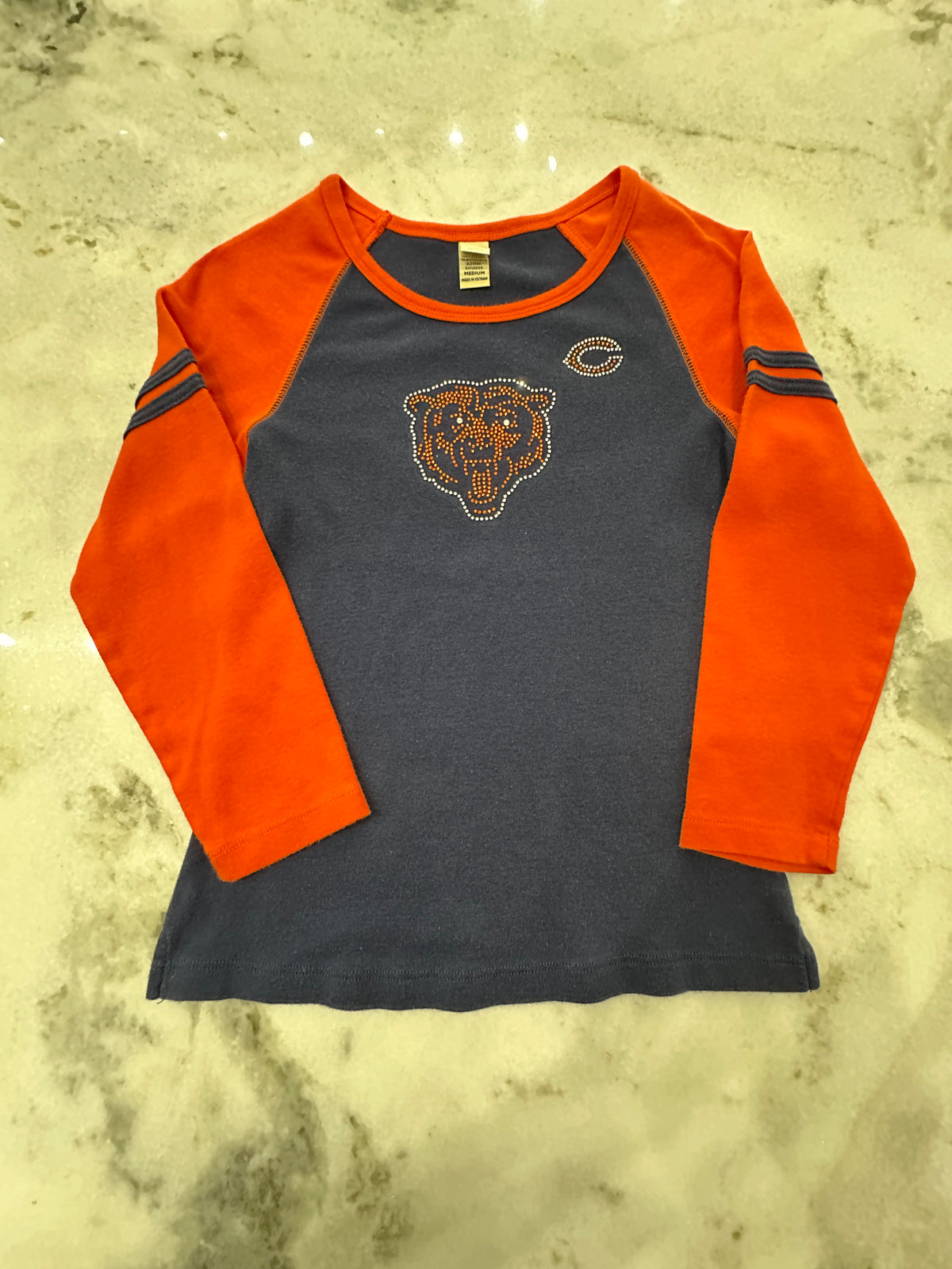 (Girls Medium) NFL Chicago Bears Rihnestone Shirt 007