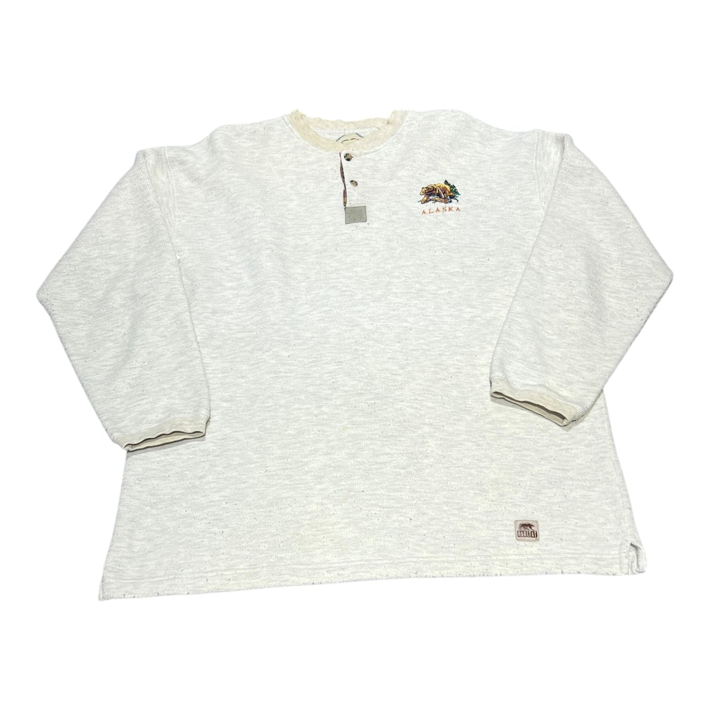 (Mens Large) 90s Alaska Bear Henley Sweater