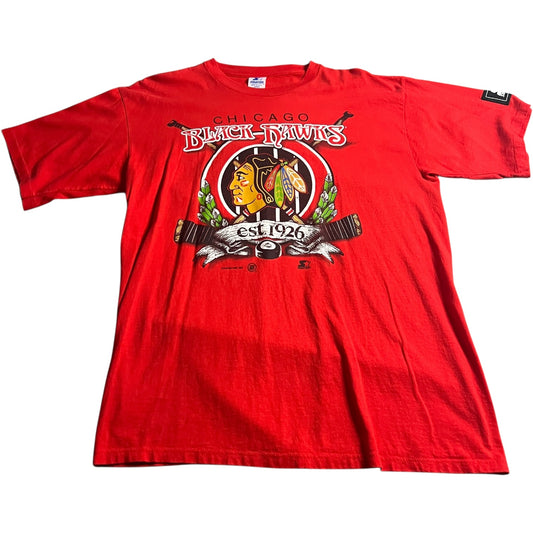 (Mens Large) 1992 Chicago Blackhawks Starter Shirt
