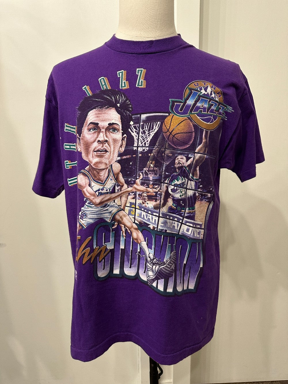 (Mens Large) 90s Utah JazzCaricature  Shirt|2268
