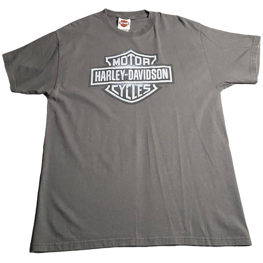 Harley Davidson Shirt Mens Large Cala Florida Gray Short Sleeve Motorcycle Biker