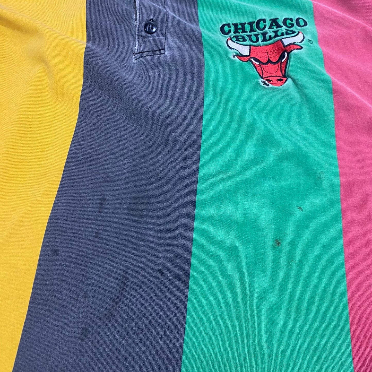 Vintage 90's Chicago Bulls Mens XL In The Paint Rugby Polo Shirt Long Sleeve NBA