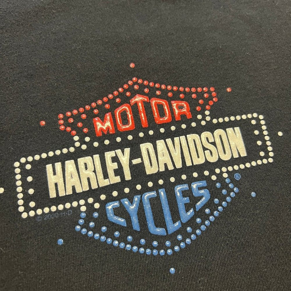 Harley Davidson Shirt Womens Medium USA Embellished Rhine Stone Motorcycle Media