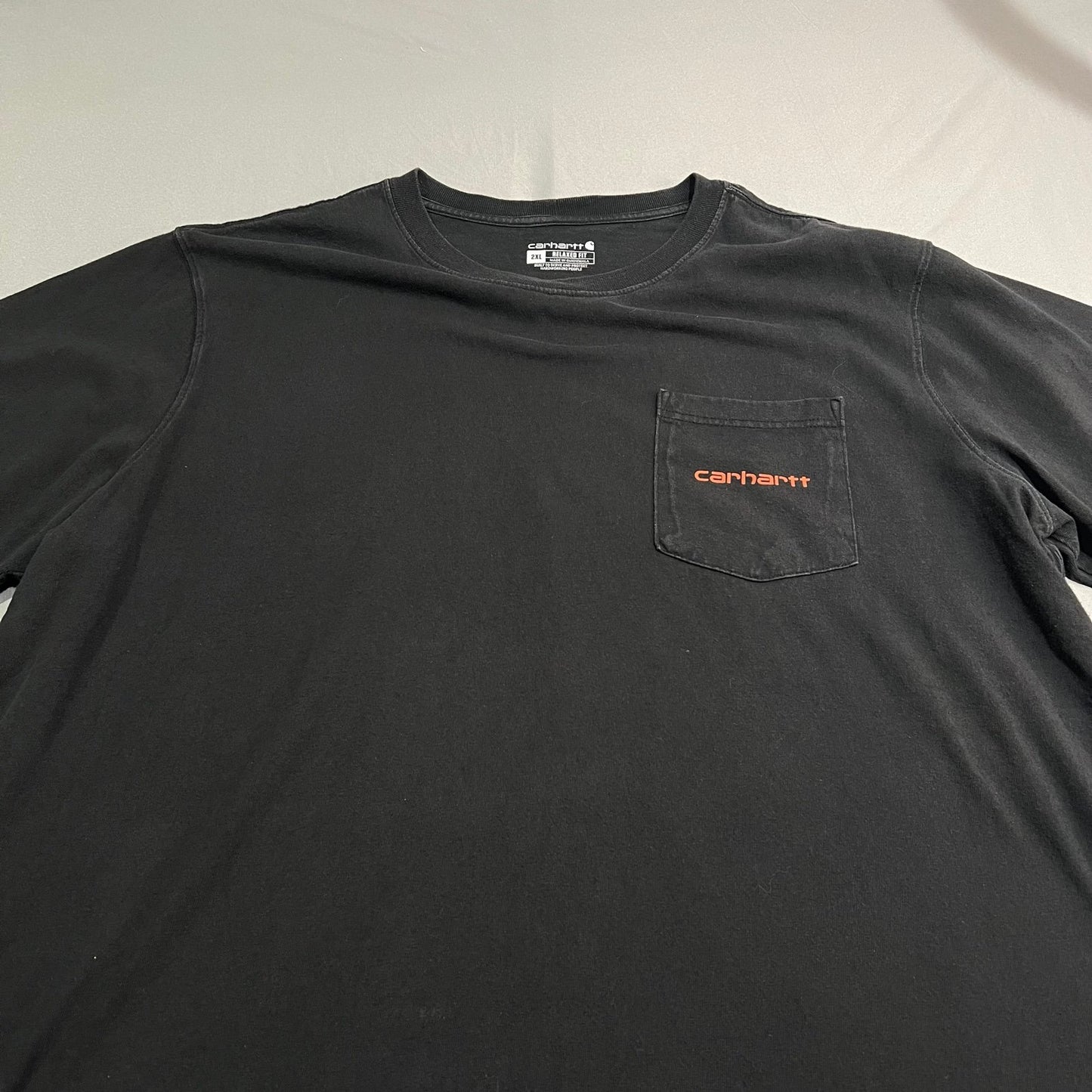 Carhartt Shirt Mens 2XL XXL Black Short Sleeve Pocket Tee