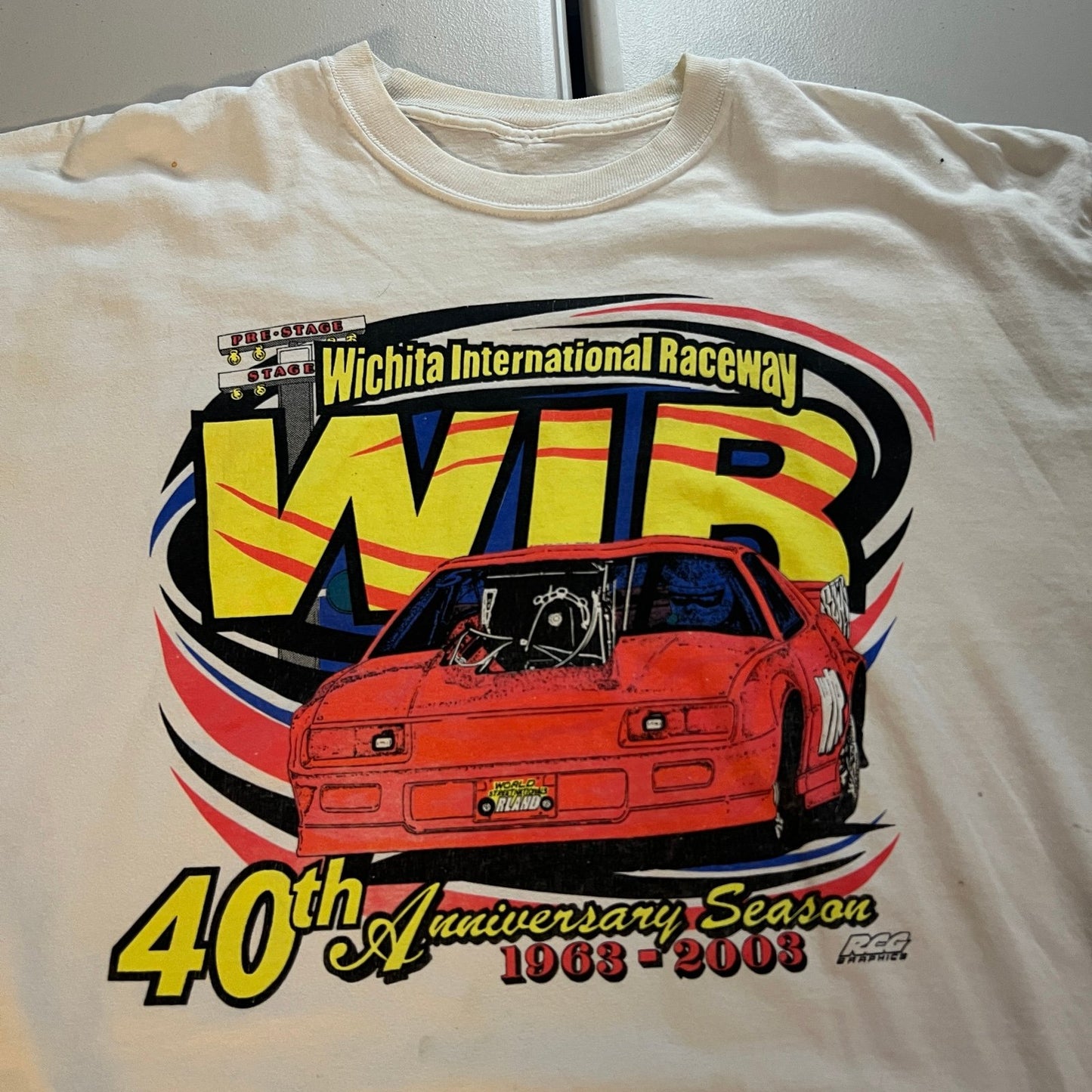 Drag Racing Shirt Wichita International Raceway WIR Mens XL White Y2K NASCAR