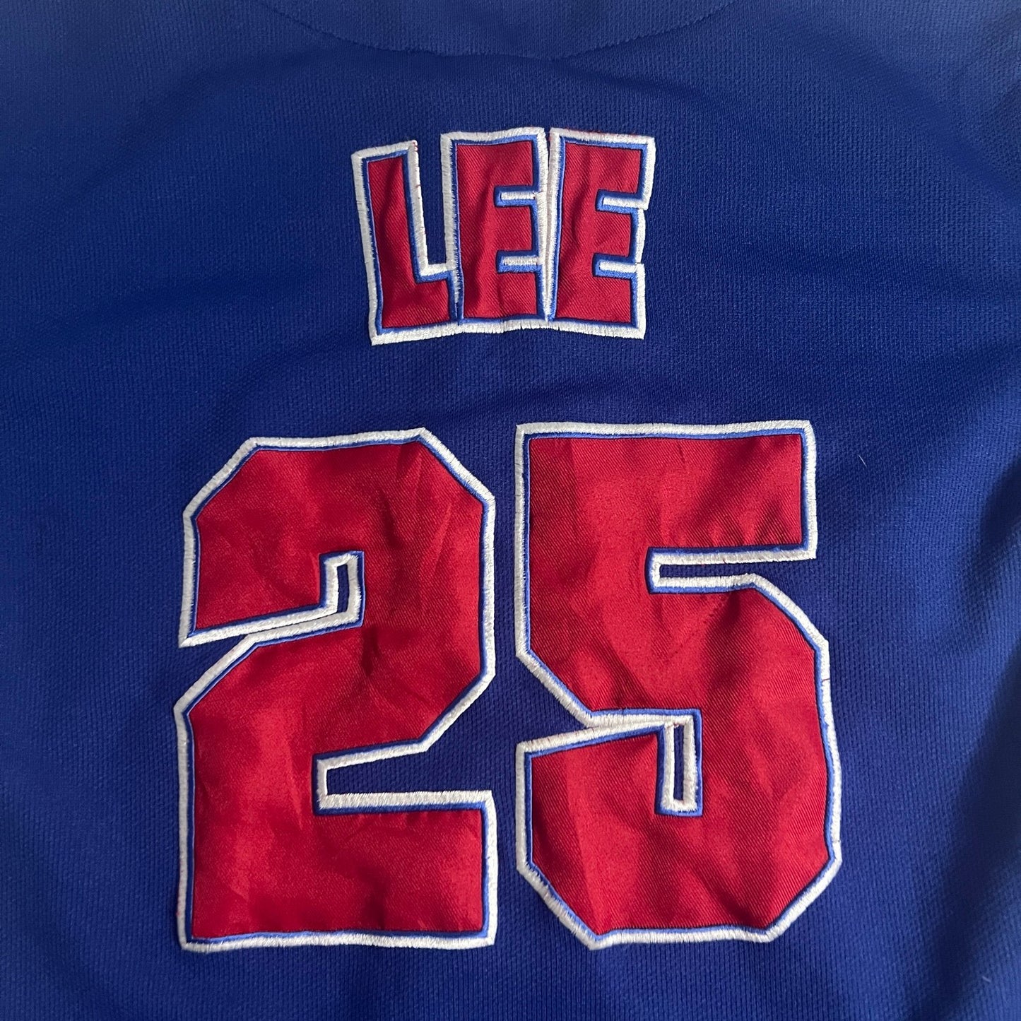 Derek Lee Jersey Kids Medium Chicago Cubs Stitch Sewn True Fan Blue MLB #25