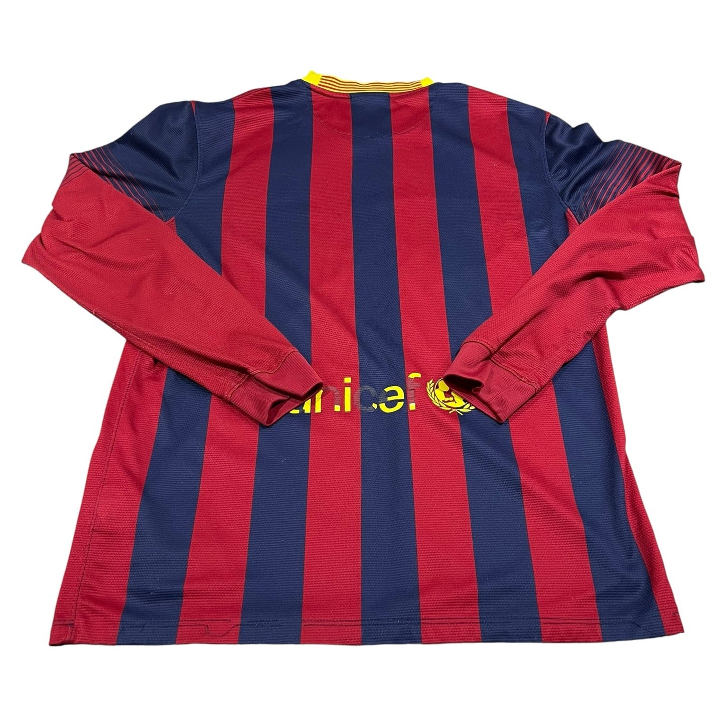 FC Barcelona Soccer Jersey Nike Mens Small Long Sleeve 2013-2014 Blue Red LFP