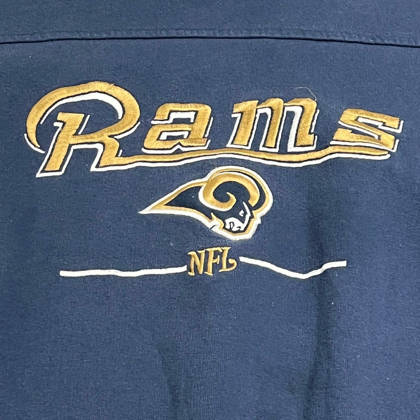 Vintage Saint Louis Rams Crewneck Sweater Mens Large NFL Embroidered Blue