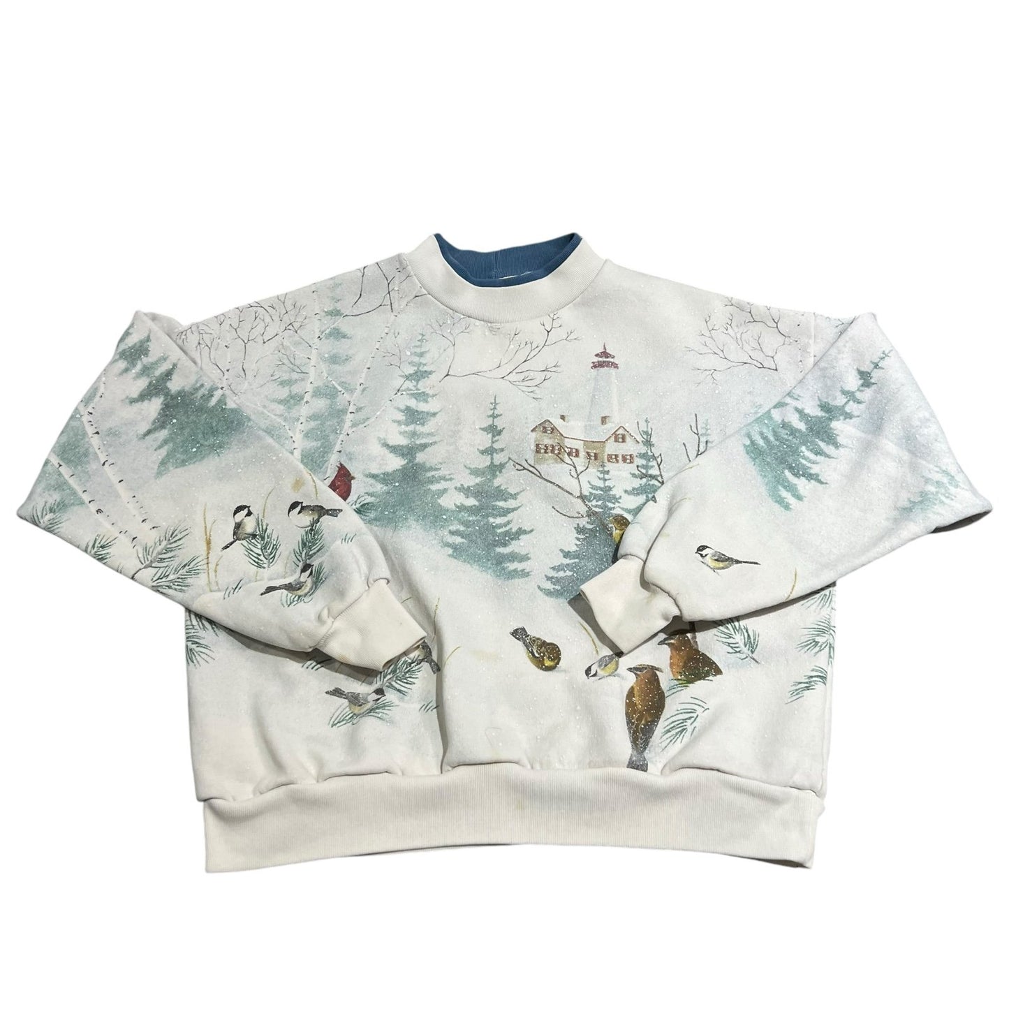 Vintage 90's Artisan Habitat Bird Sweater Womans Large Animal Nature Winter