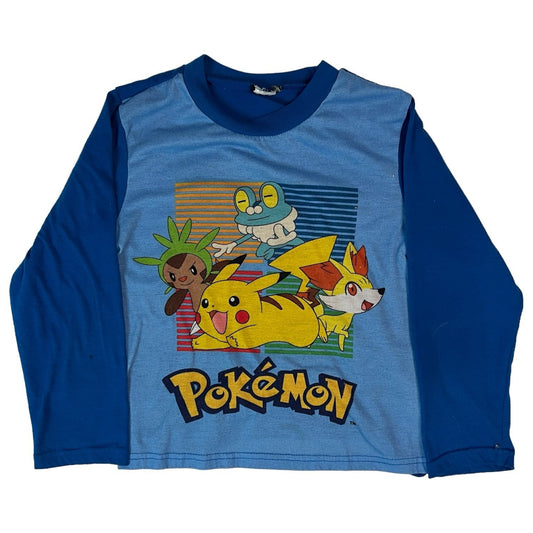 Pokemon Shirt Pajama Long Sleeve Blue Pikachu Kids Youth Small