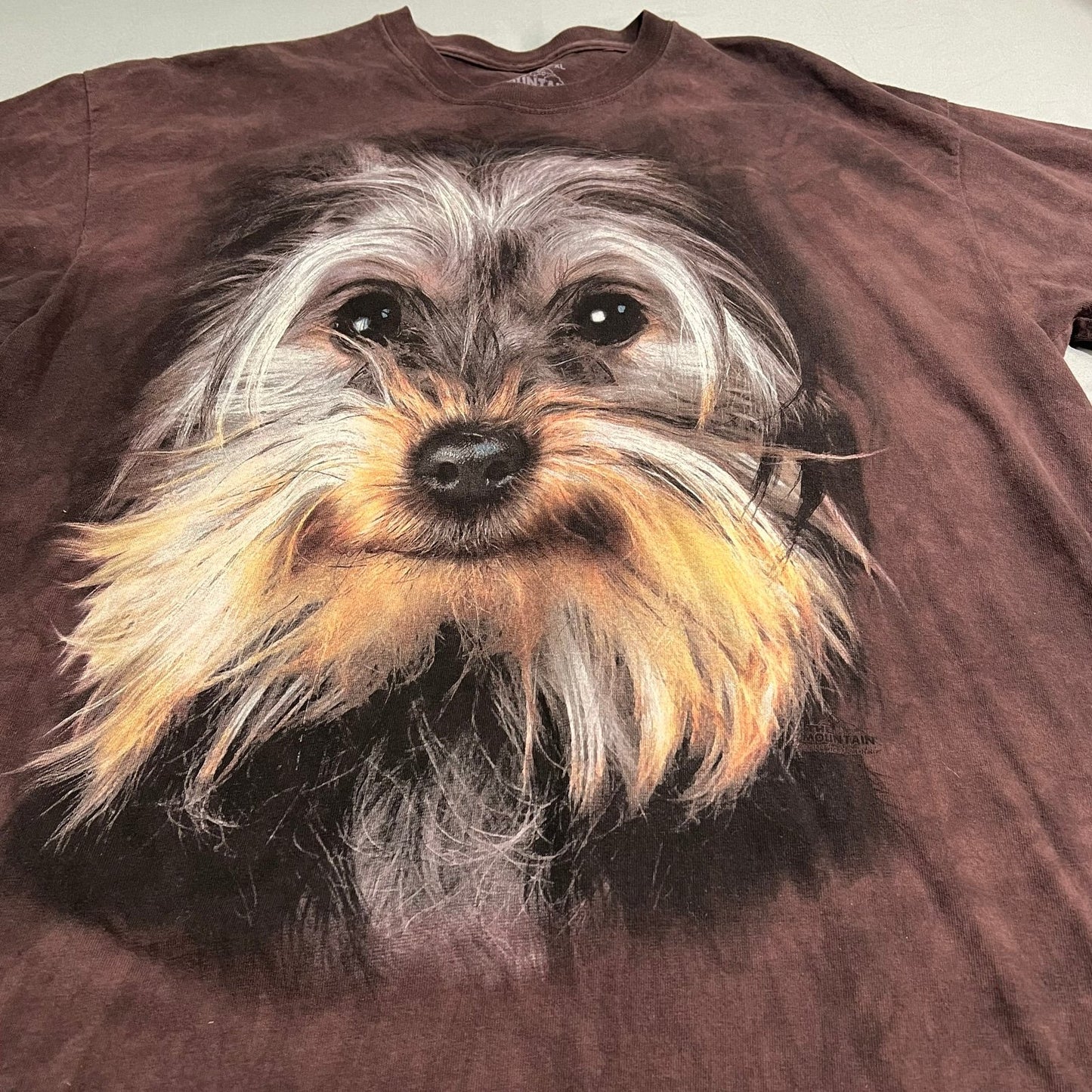 The Mountain Yorkshire Yorkie Terrier Dog Shirt Mens XL Short Sleeve Brown