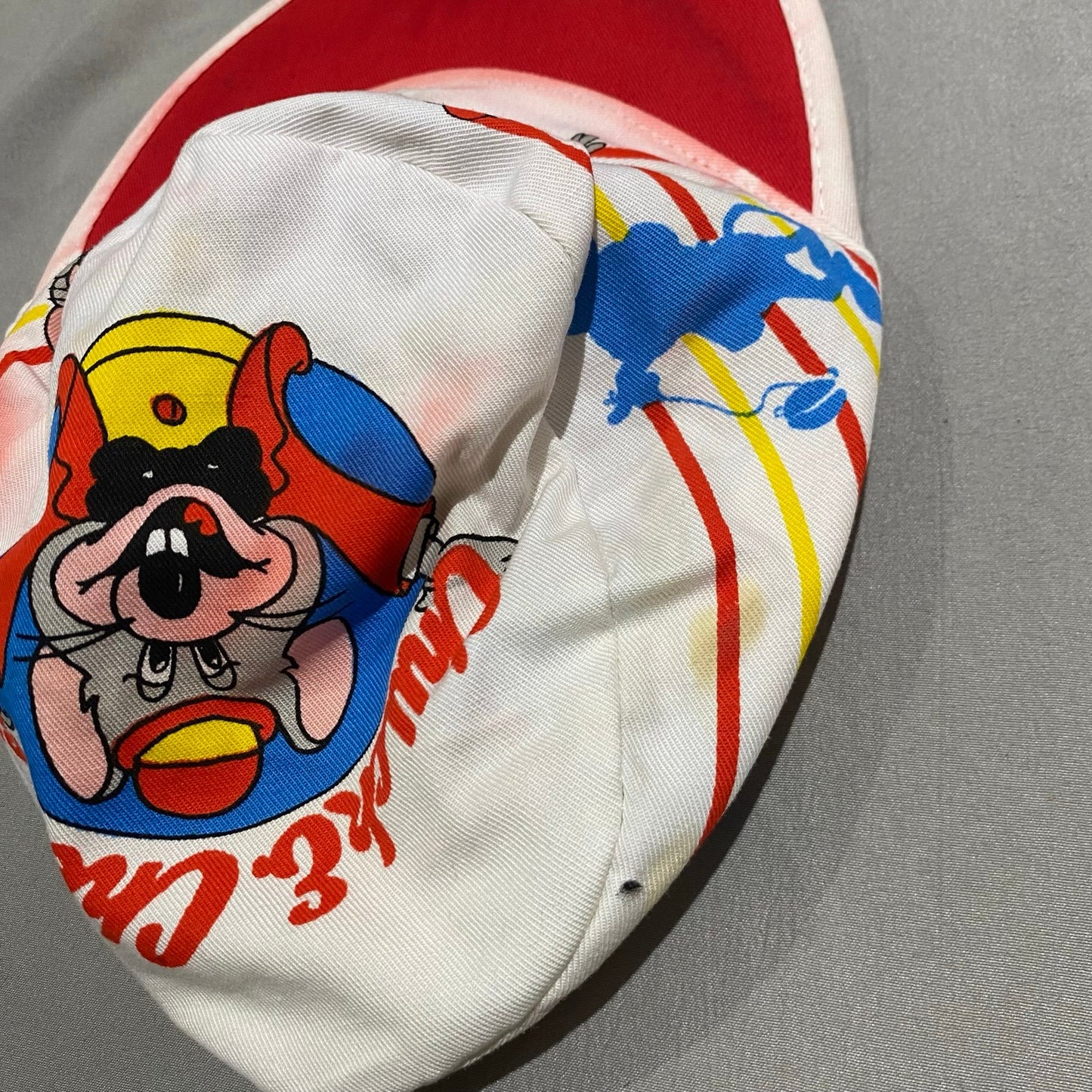 Vintage Chuck E Cheese Pizza Painters Hat Stretch Cap 1986 Show Biz Youth Size