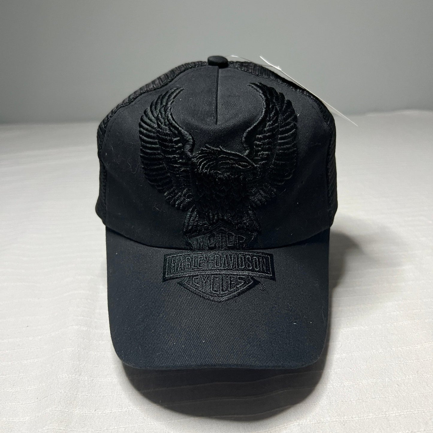 Harley Davidson Trucker Hat Snapback Black Motorcycle Biker Eagle Embroidered