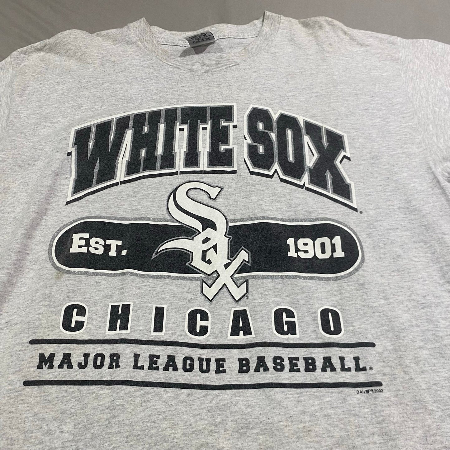 Vintage 2002 Chicago White Sox Shirt Mens XL Dynasty Short Sleeve Gray MLB