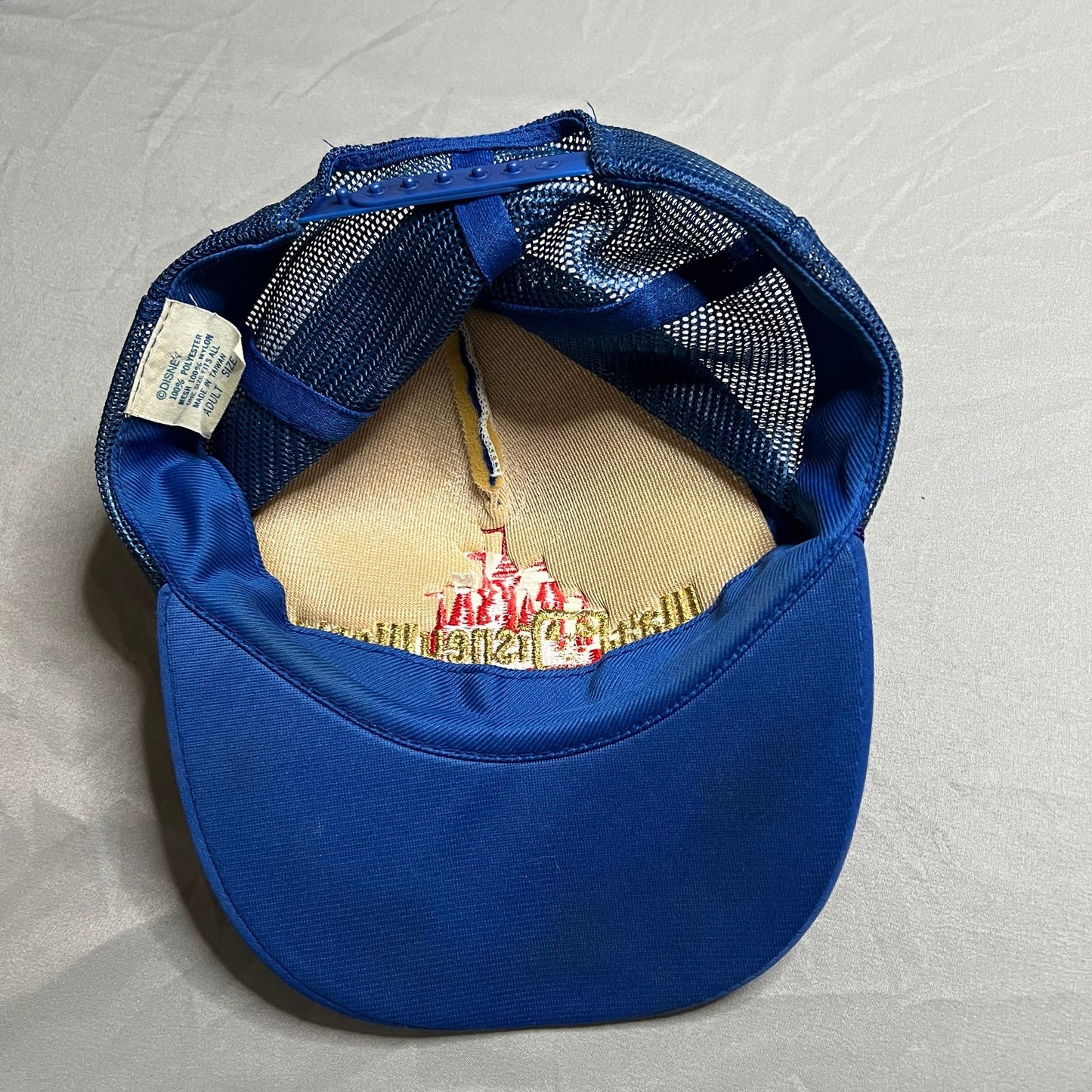 Vintage Walt Disney World Parks Trucker Snapback Hat Blue Embroidered Blue