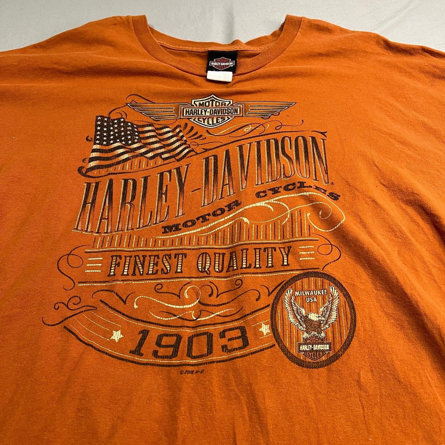 Harley Davidson Shirt Mens 4XL XXXXL Vancouver Short Sleeve Orange Motorcycle