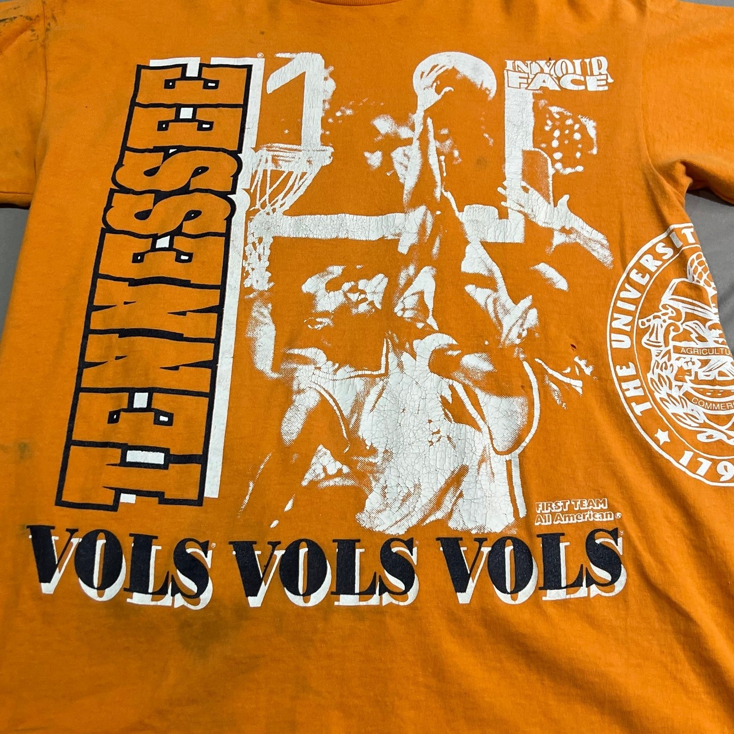 Vintage 90's University of Tennessee Shirt All Over Print Mens Large Basketball