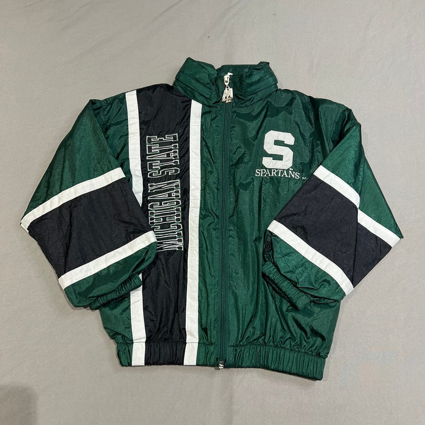 Vintage Michigan State Full Track Suite Kids Youth 7 Mighty Mac Green Spartans