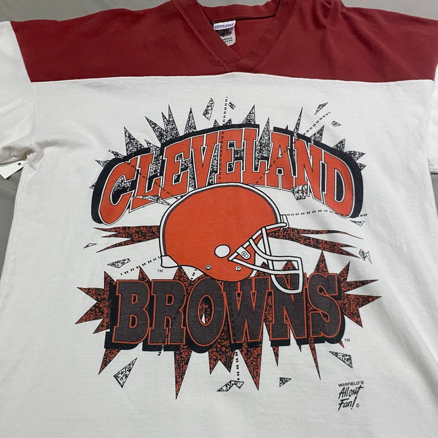 Vintage 80's Cleveland Browns Shirt Jersey Mens Medium True Fan NFL Helmet