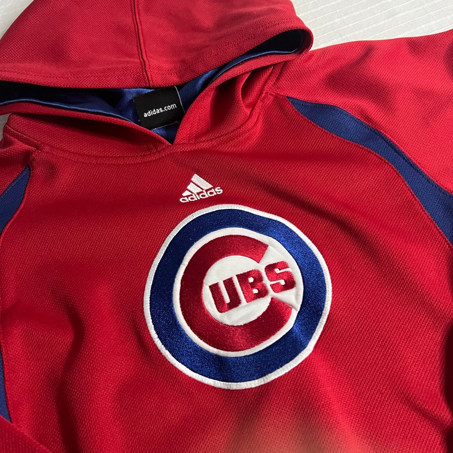 Chicago Cubs Hoodie Sweat Shirt Kids Youth Large Embroidered Red Adidas MLB