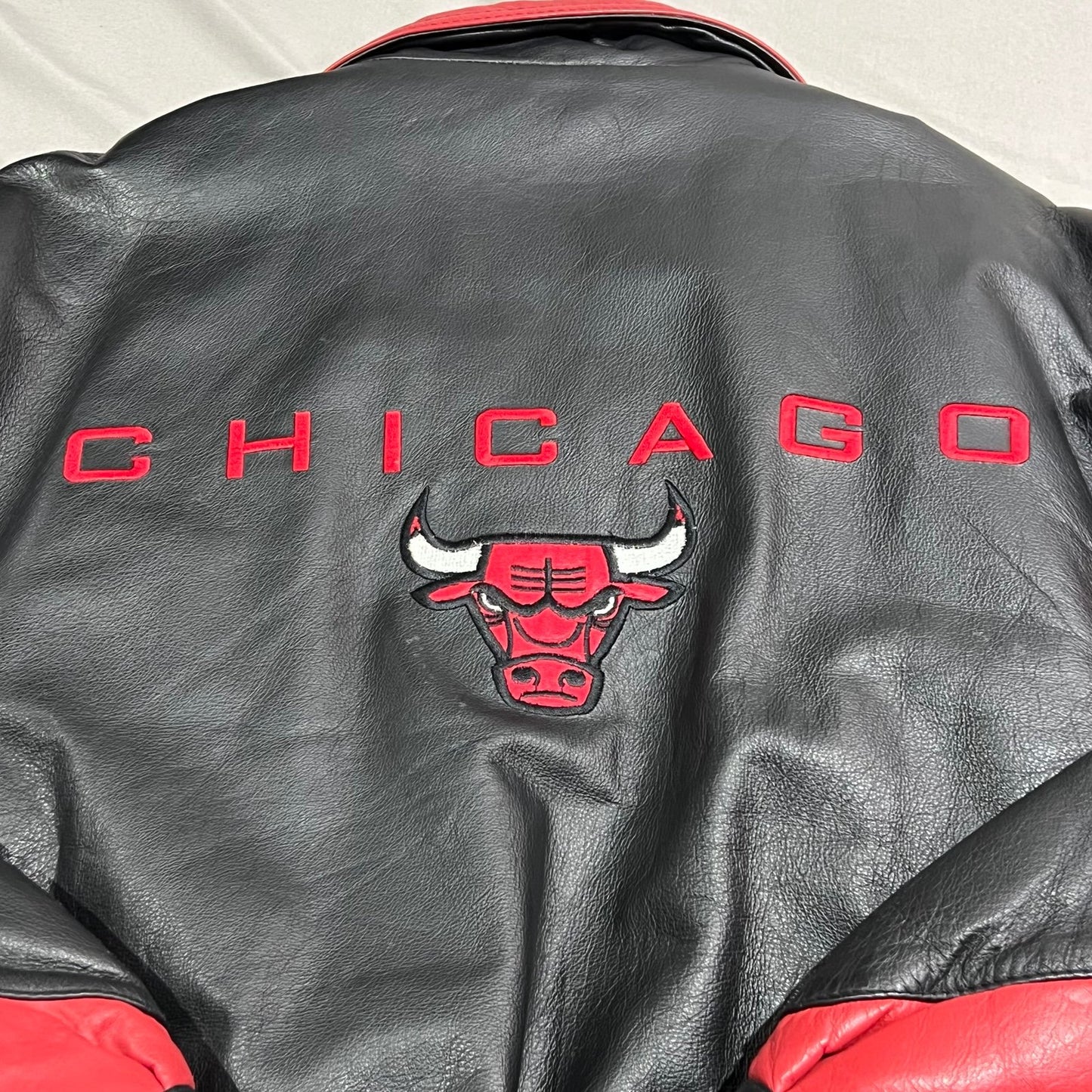 Vintage 90's Chicago Bulls Pro Player Leather Jacket Mens Medium NBA Coat