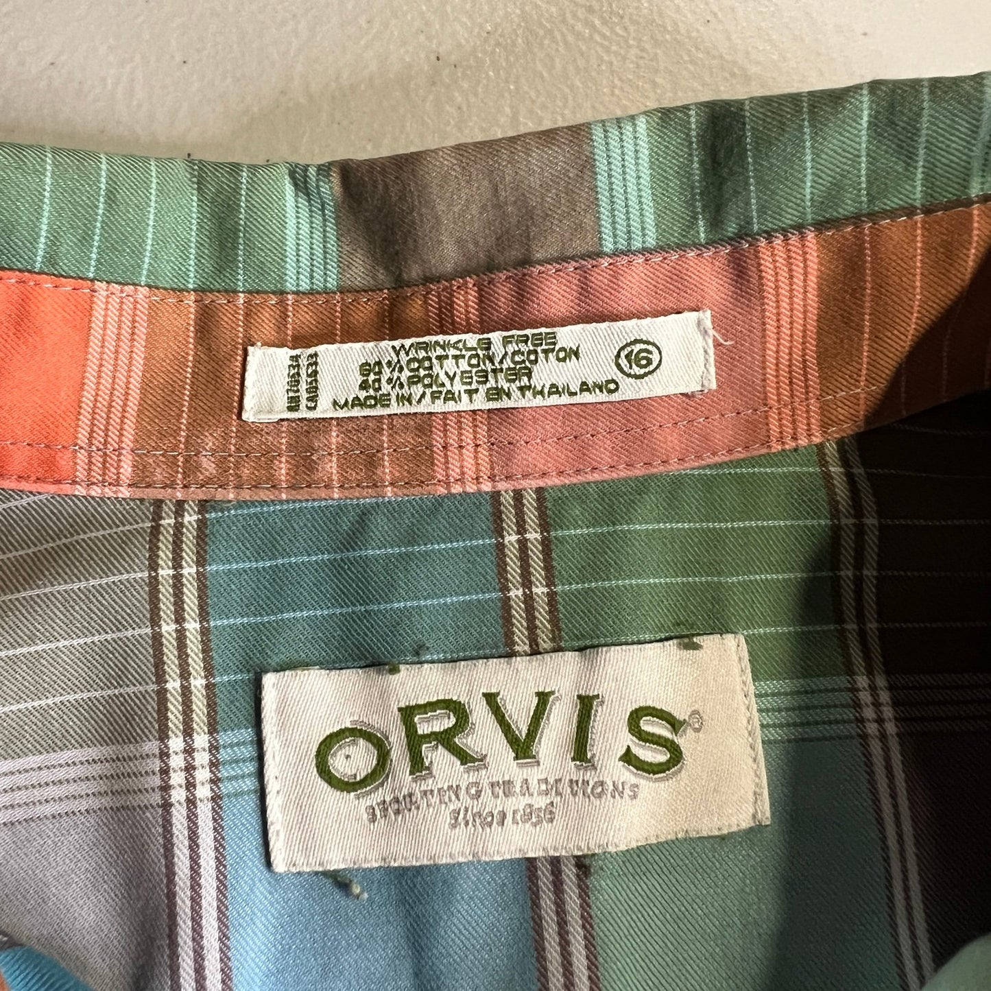 ORVIS Button Up Shirt Womens 16 Plaid Wrinkle Free Long Sleeve Western Flannel