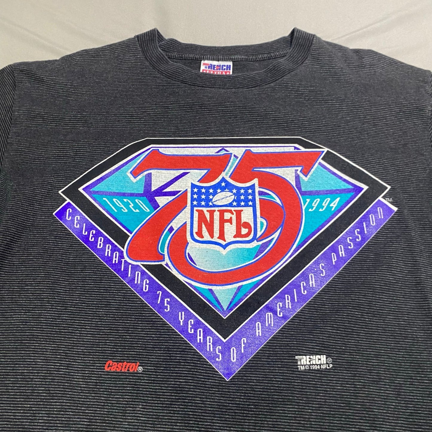 Vintage 1994 NFL 75th Anniversary Shirt Mens XL Trench Striped Black