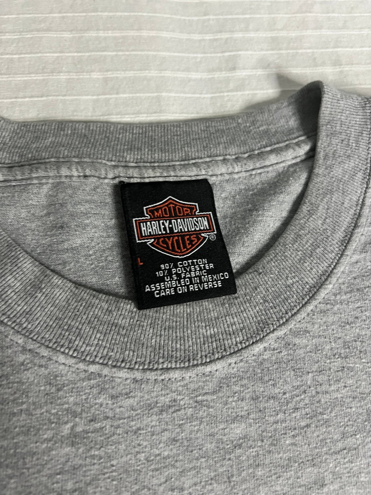 Harley Davidson Shirt Mens Large Long Sleeve Gray Flame Janesville Motorcycle