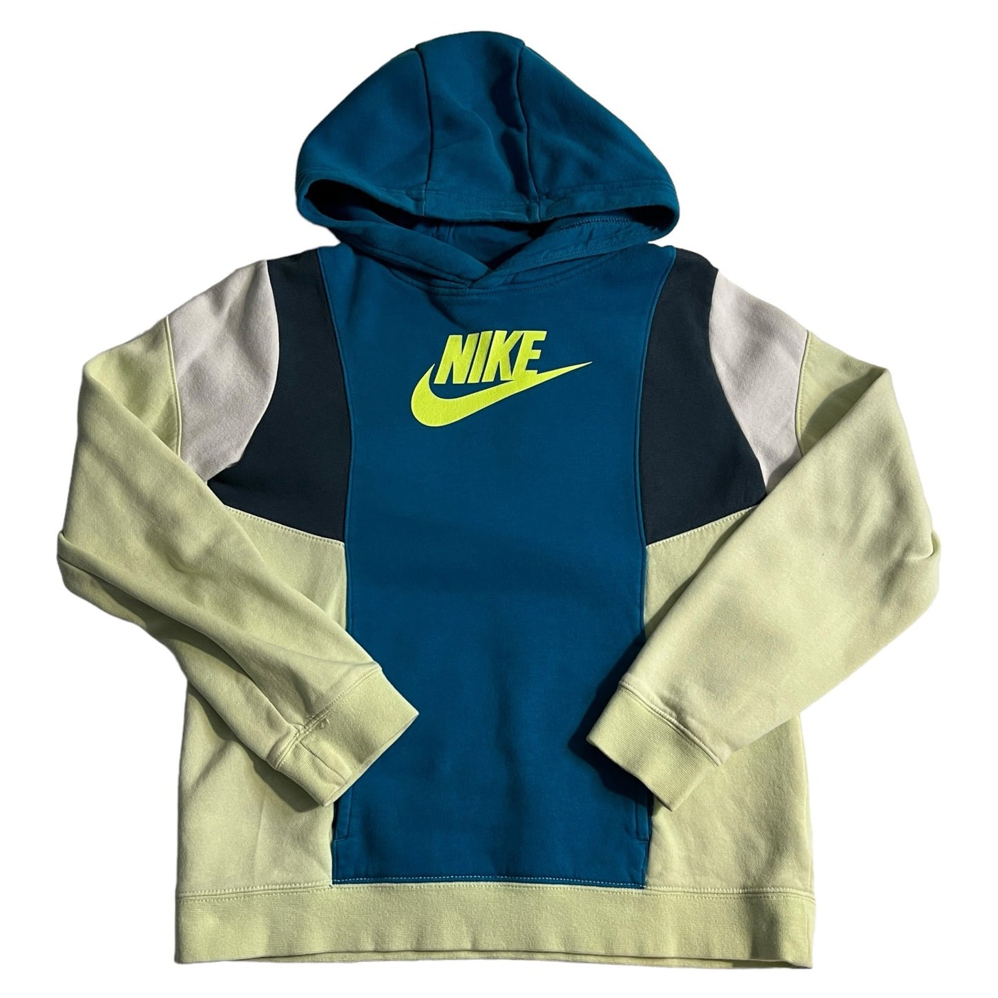 Nike Hoodie Kids Girls Large Sweat Shirt Swoosh Green Blue Pullover Activewear