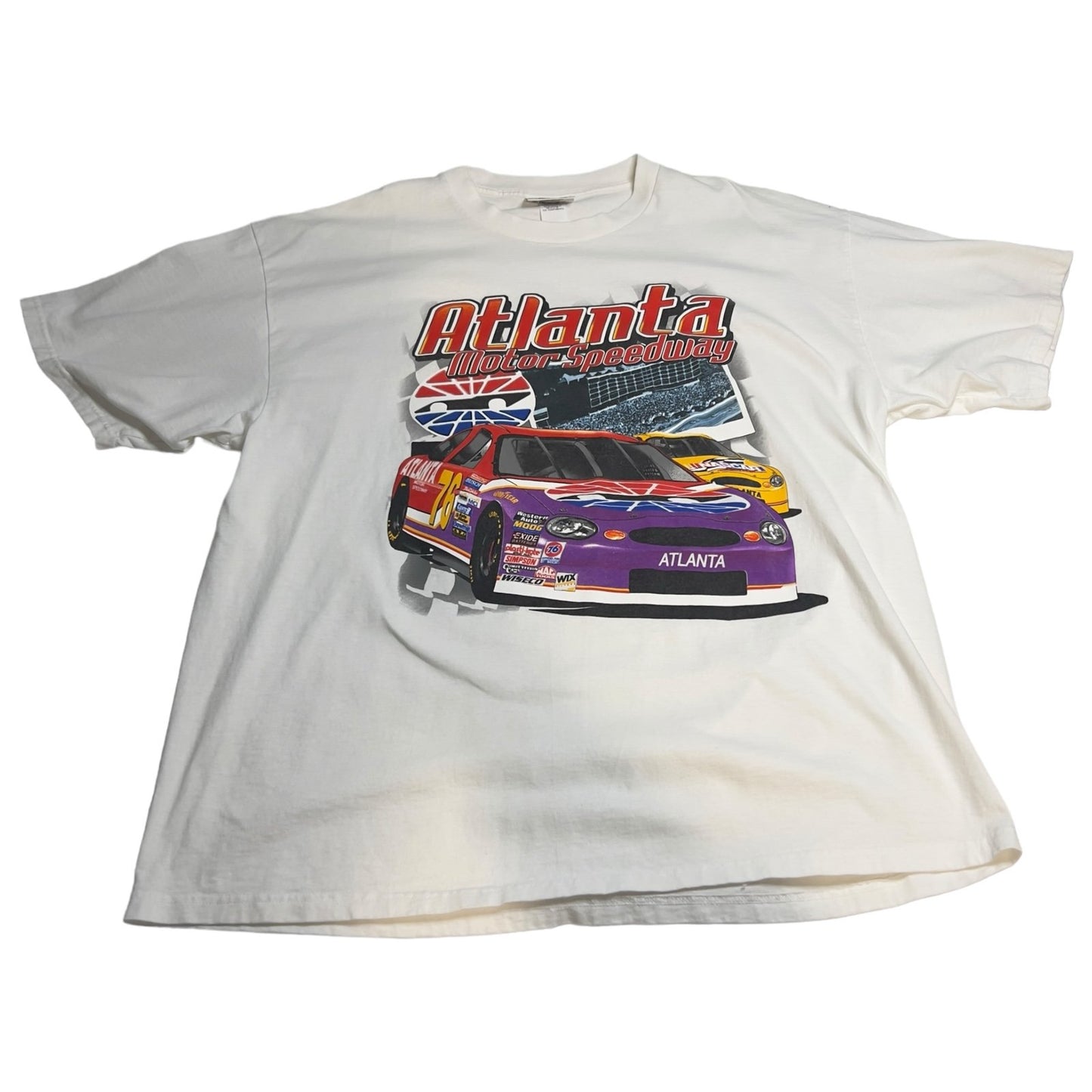 Vintage 1996 NASCAR Shirt Mens 2XL XXL Atlanta Motor Speedway White Short Sleeve