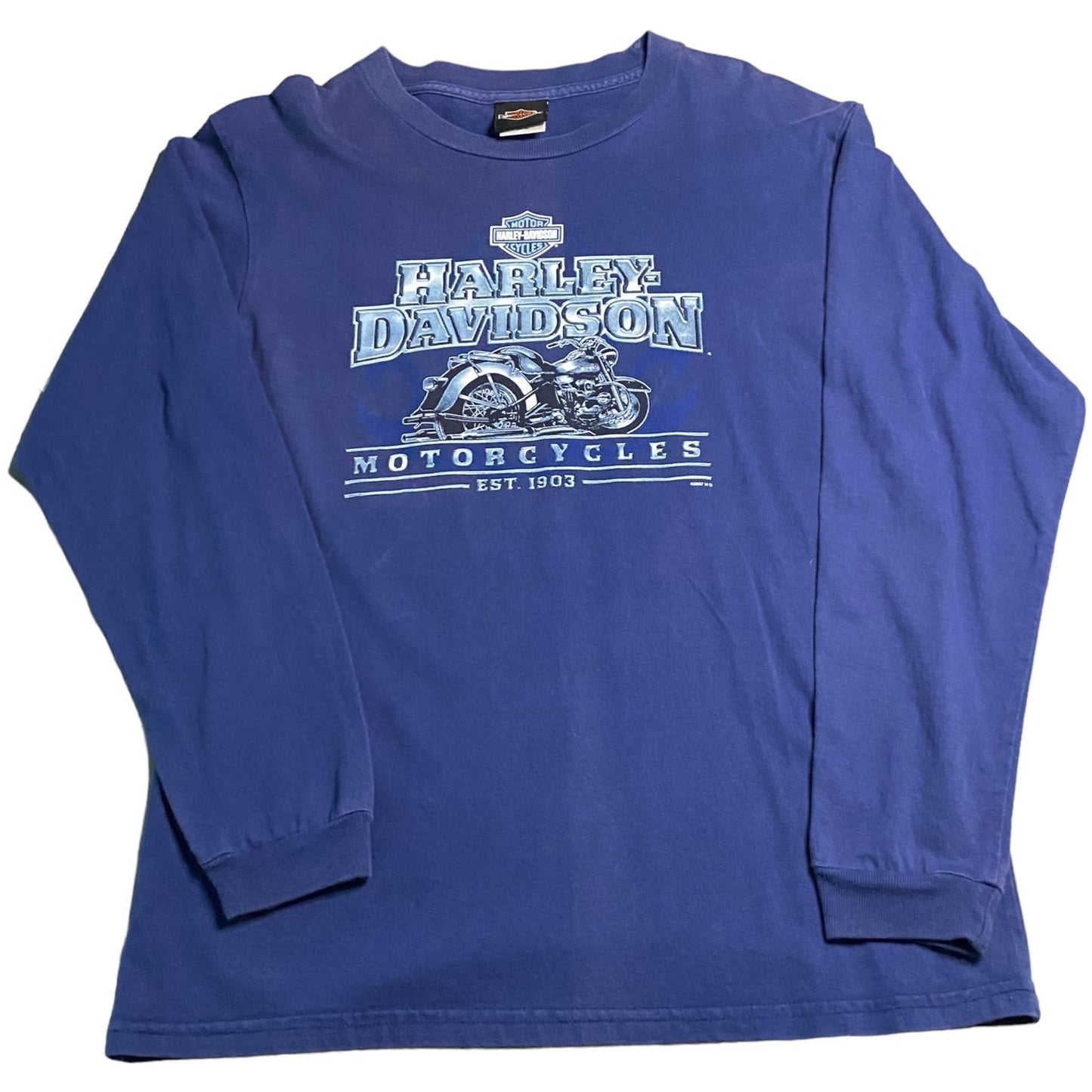 Harley Davidson Long Sleeve Shirt Blue Womans Medium Villa Park Motorcycle 18Y