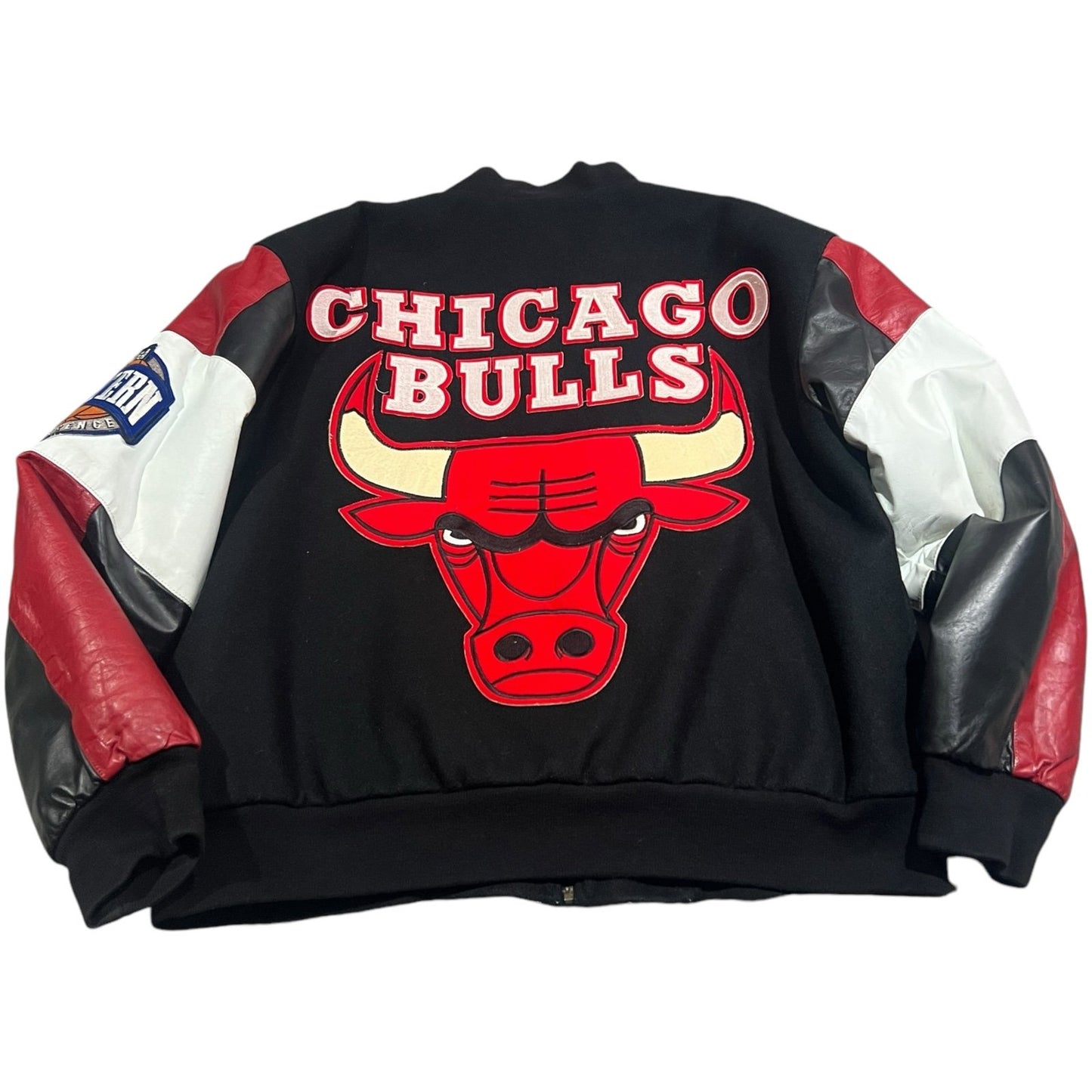 Vintage Chicago Bulls Jacket JH Design Mens Large NBA Wool Leather