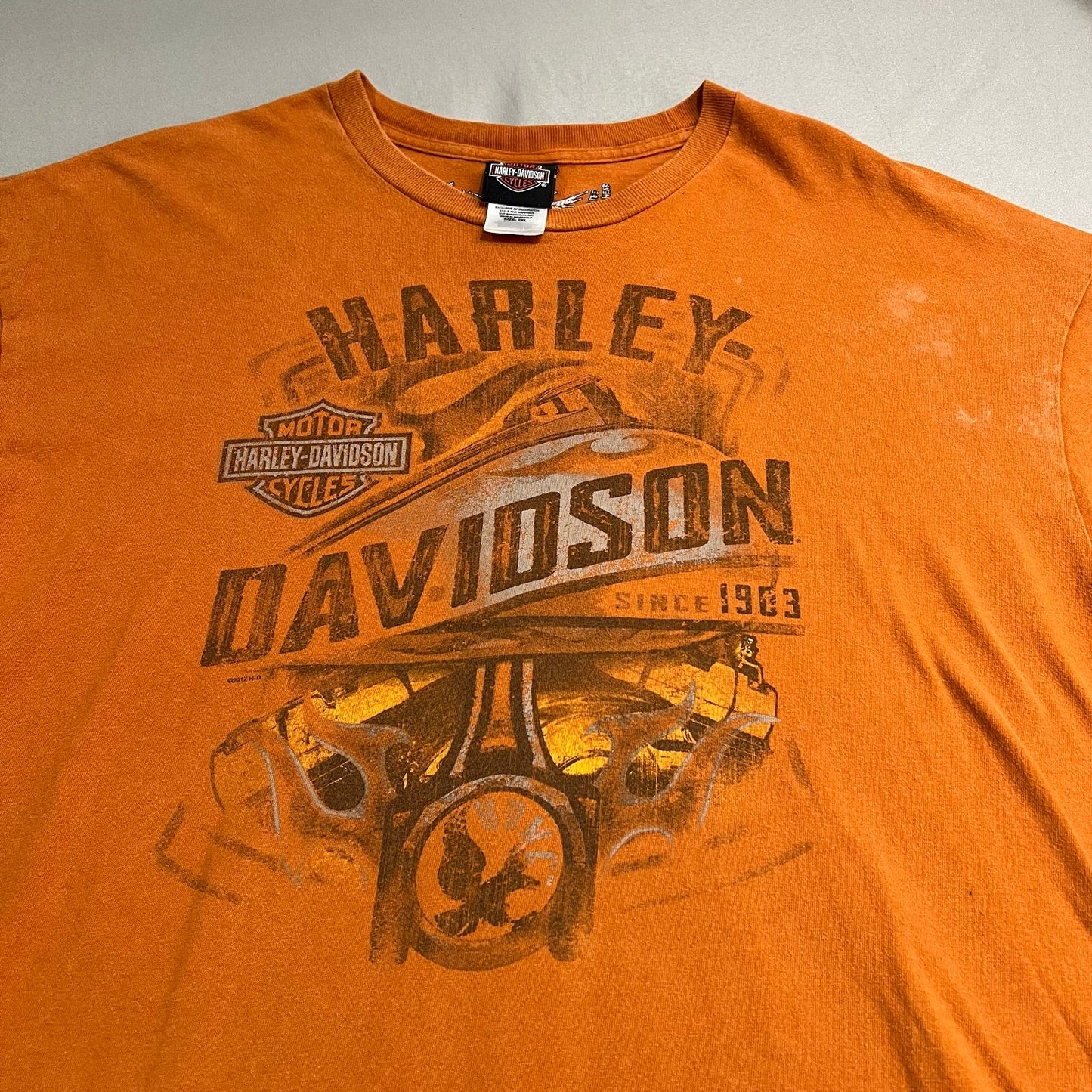 Harley Davidson Shirt Mens 2XL XXL Orange Wichita Short Sleeve Motorcycle Biker