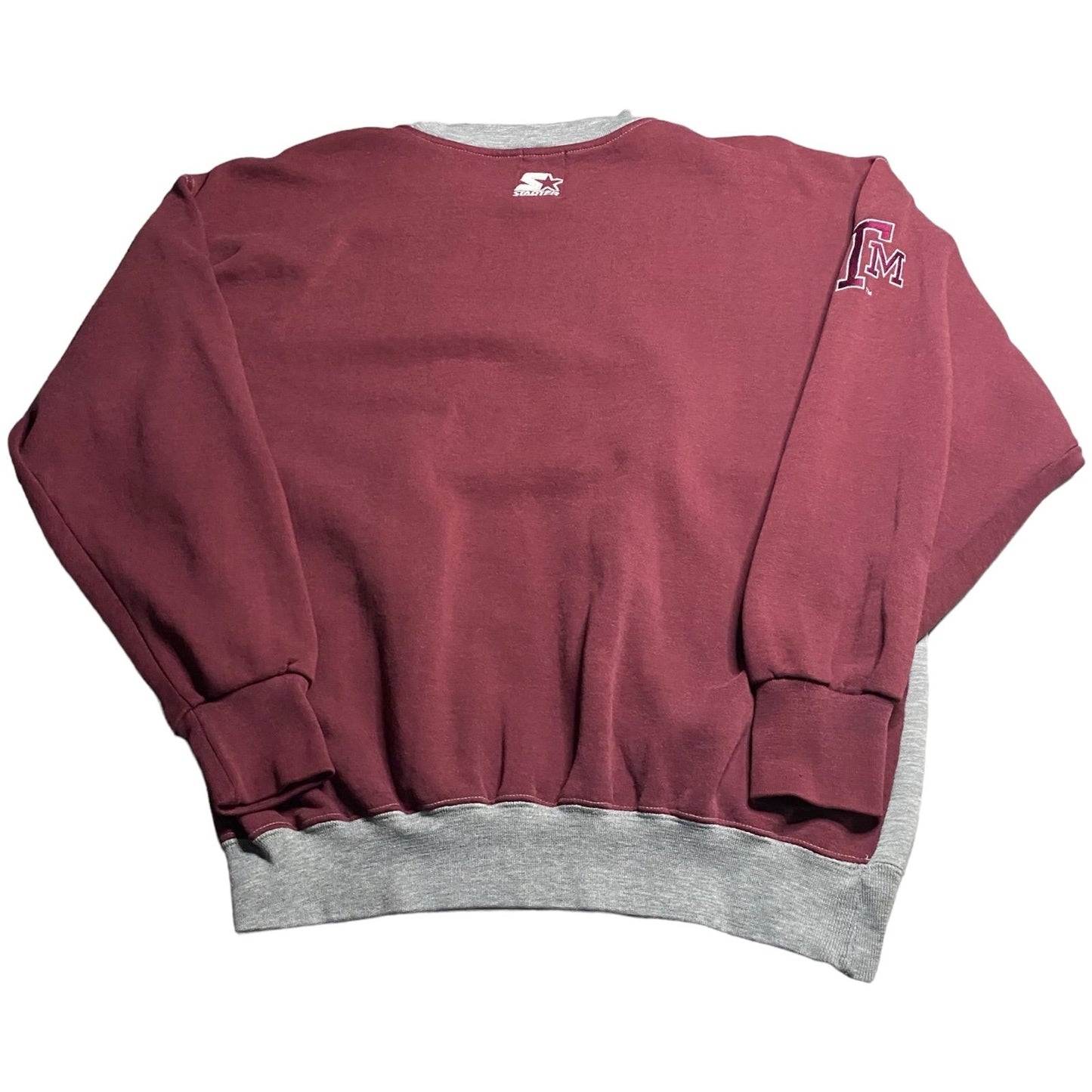 Vintage Texas A&M Crewneck Sweater Mens Medium STATER 90's Aggies Gray Red