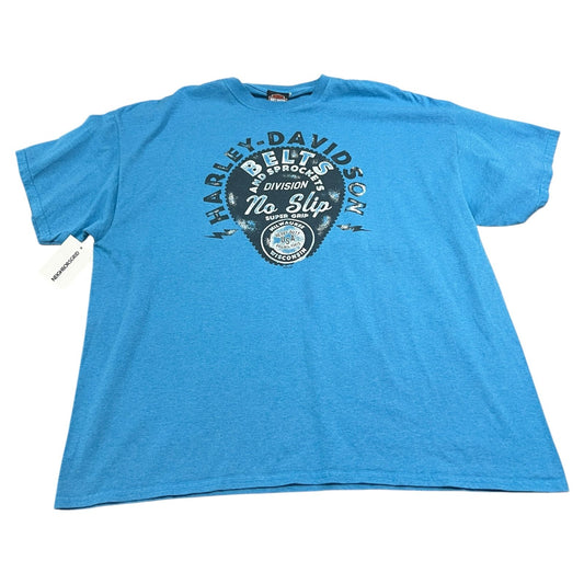 Harley Davidson Shirt Mens 2XL XXL Short Sleeve Blue Denver Motorcycle Biker