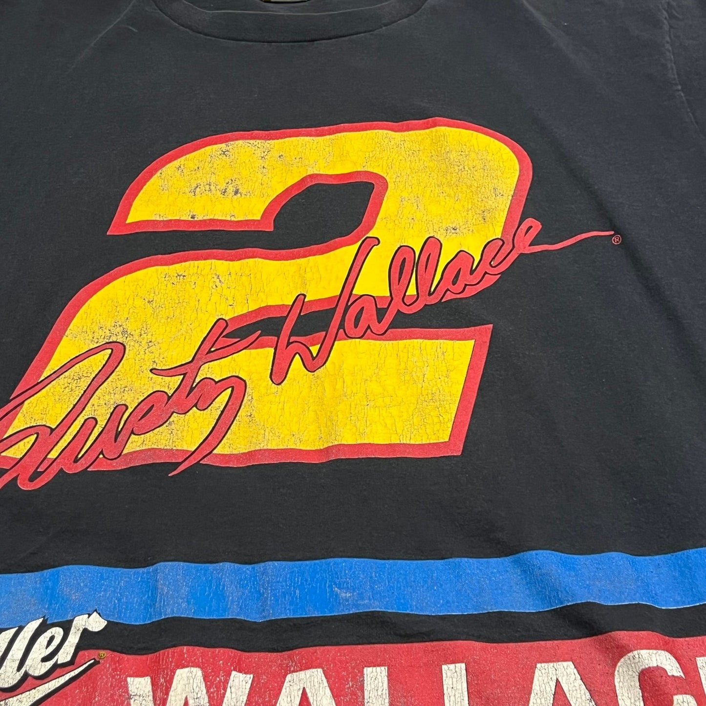 Vintage 90's Rusty Wallace Shirt Mens XL Nutmeg Double Sided NASCAR Miller Black