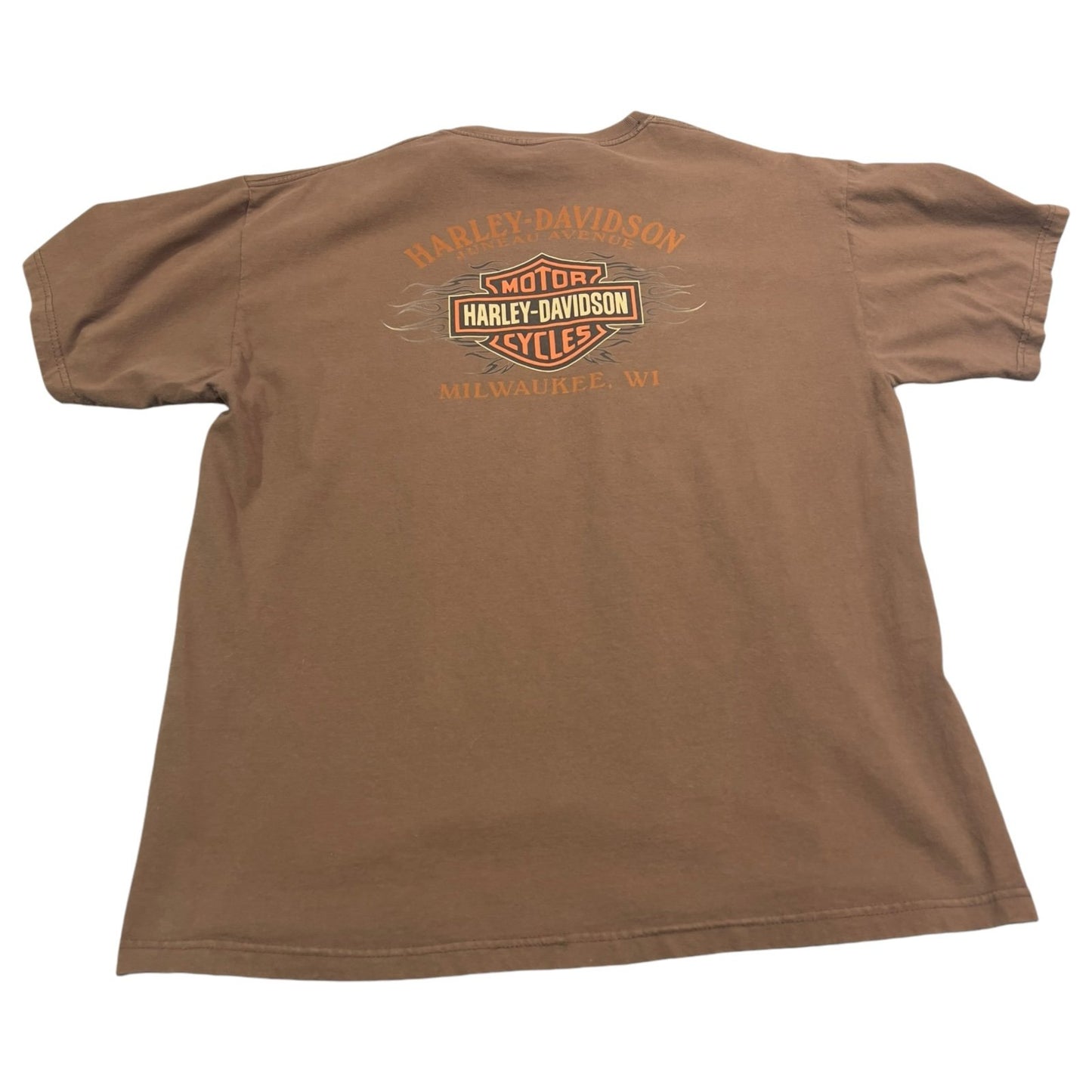 Harley Davidson Shirt Mens XL Brown Milwaukee  Short Sleeve Motorcycle Biker