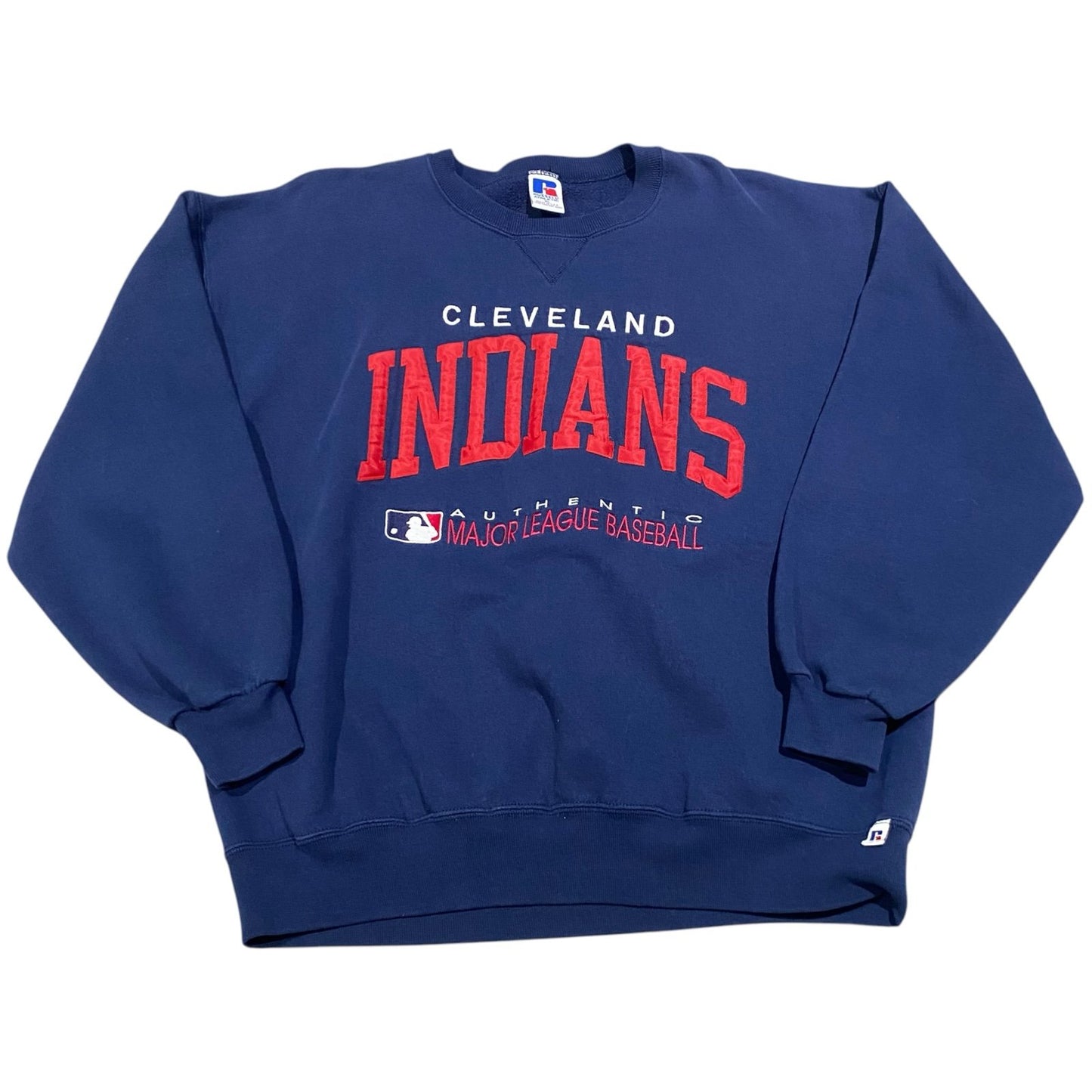 Vintage Cleveland Indians Crewneck Sweater Mens XL Russell Athletic Embroidered