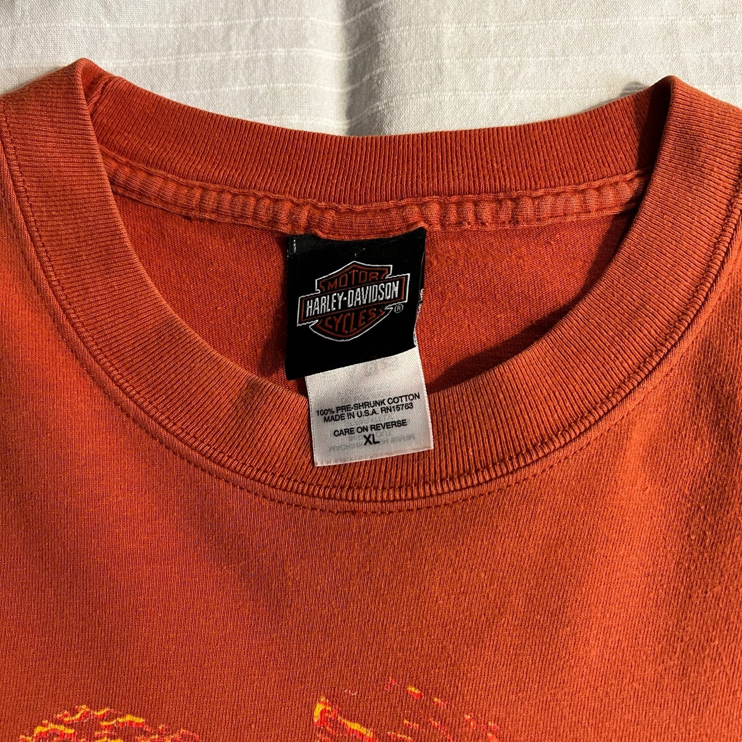 Harley Davidson Shirt Mens XL Short Sleeve Orange Fort Wayne Motorcycle Biker