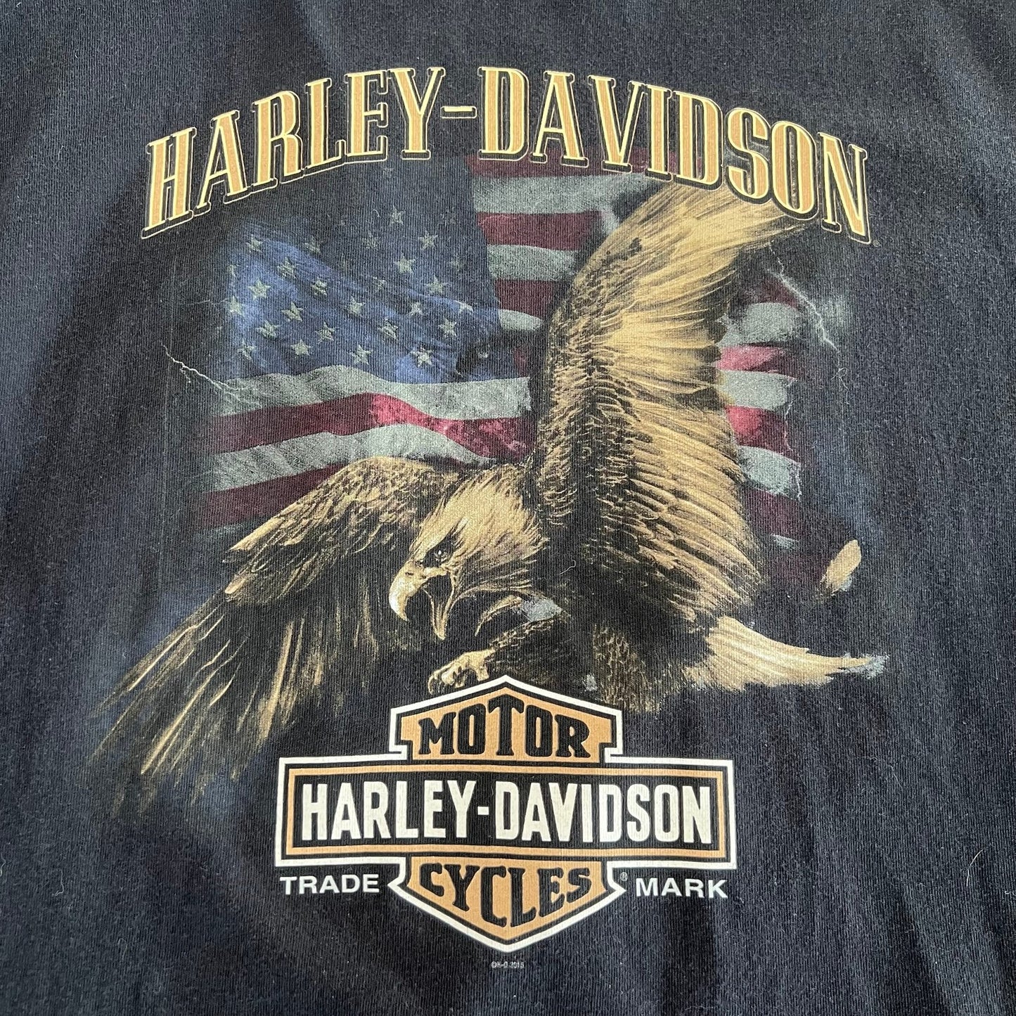 Harley Davidson Shirt Mens Large Decatur Eagle American Flag Black Motorcycle