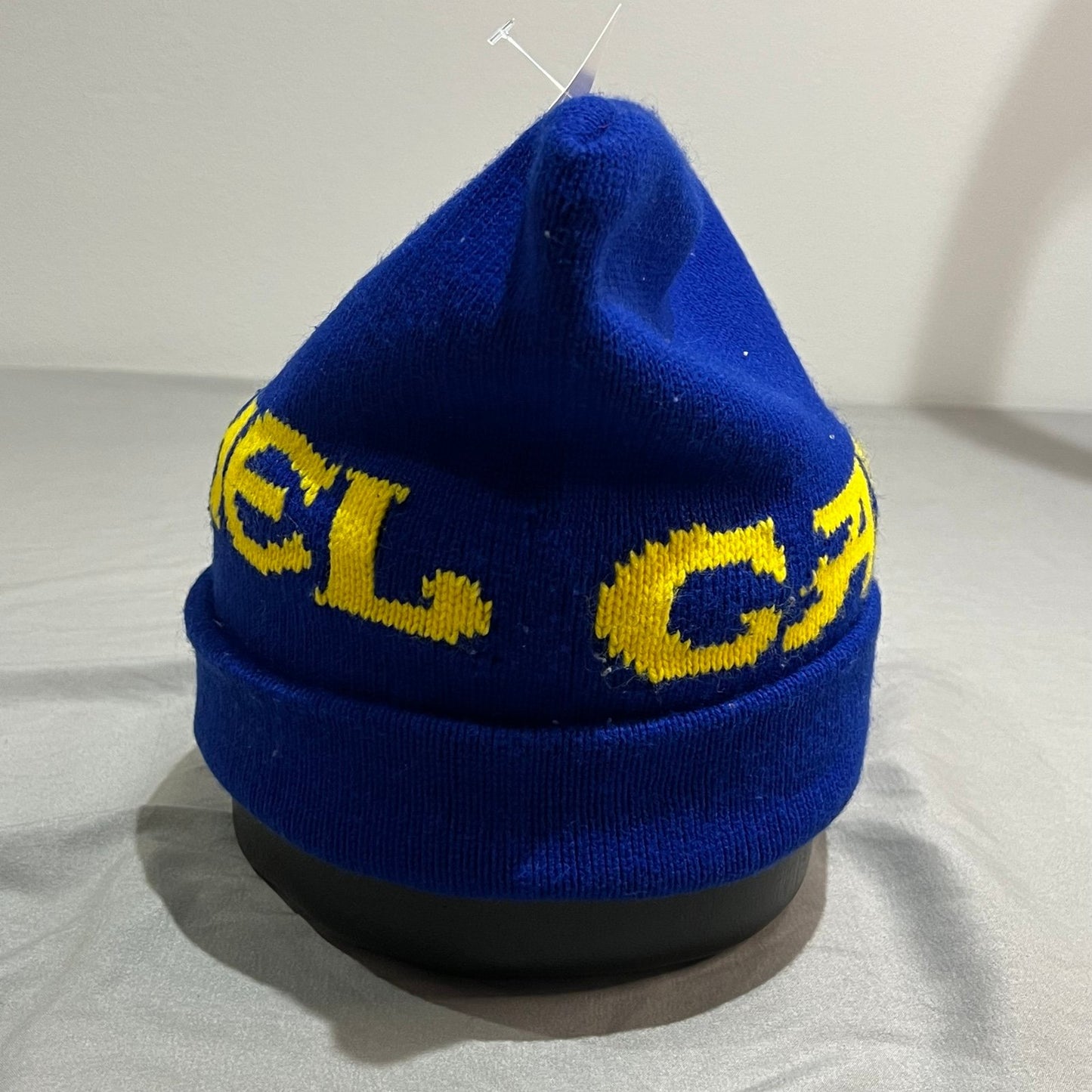 Vintage 80's Camel Cigarettes Winter Hat Blue Yellow