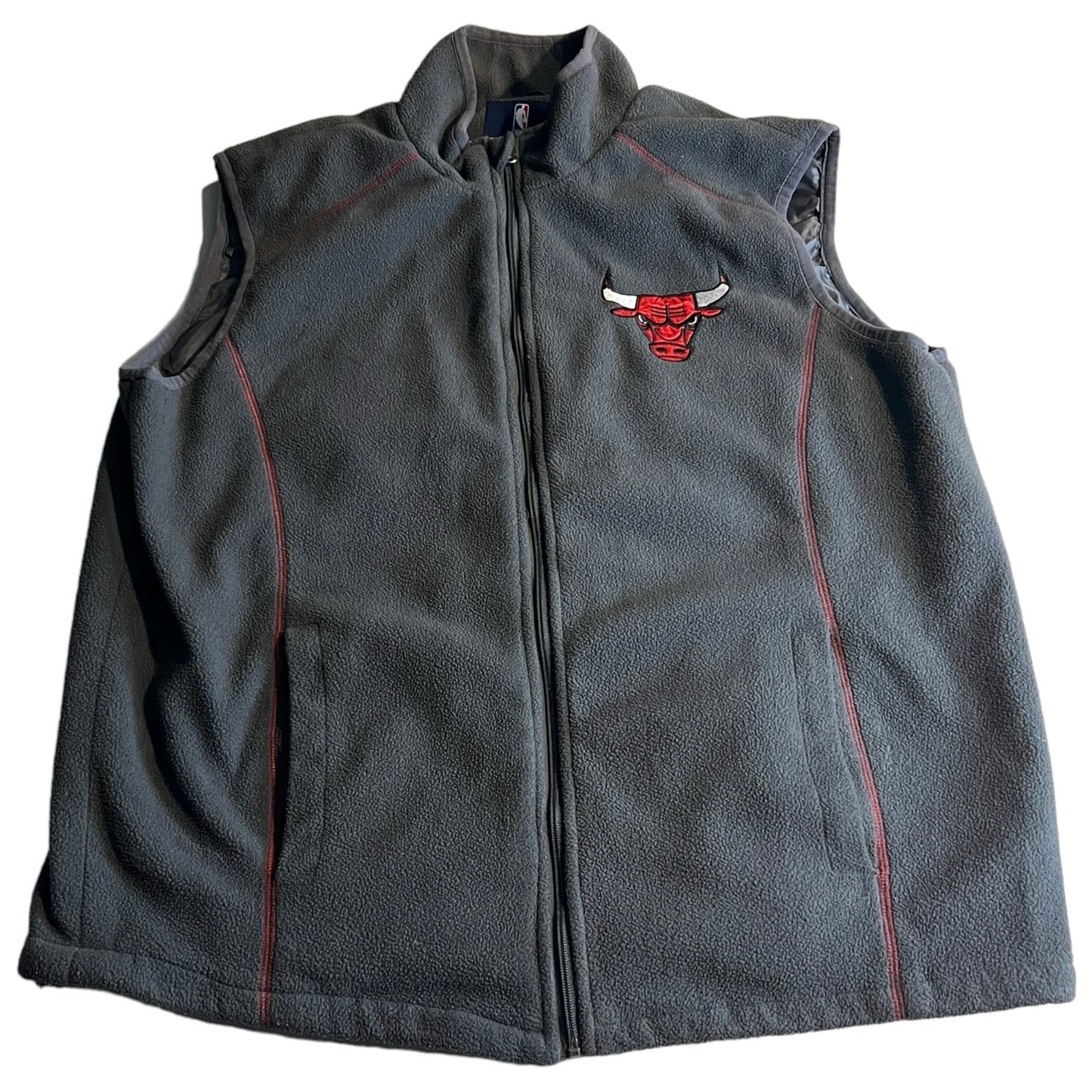 Chicago Bulls Jacket Mens Large G-III Gray Vest Zip Up Fleece Carl Banks NBA