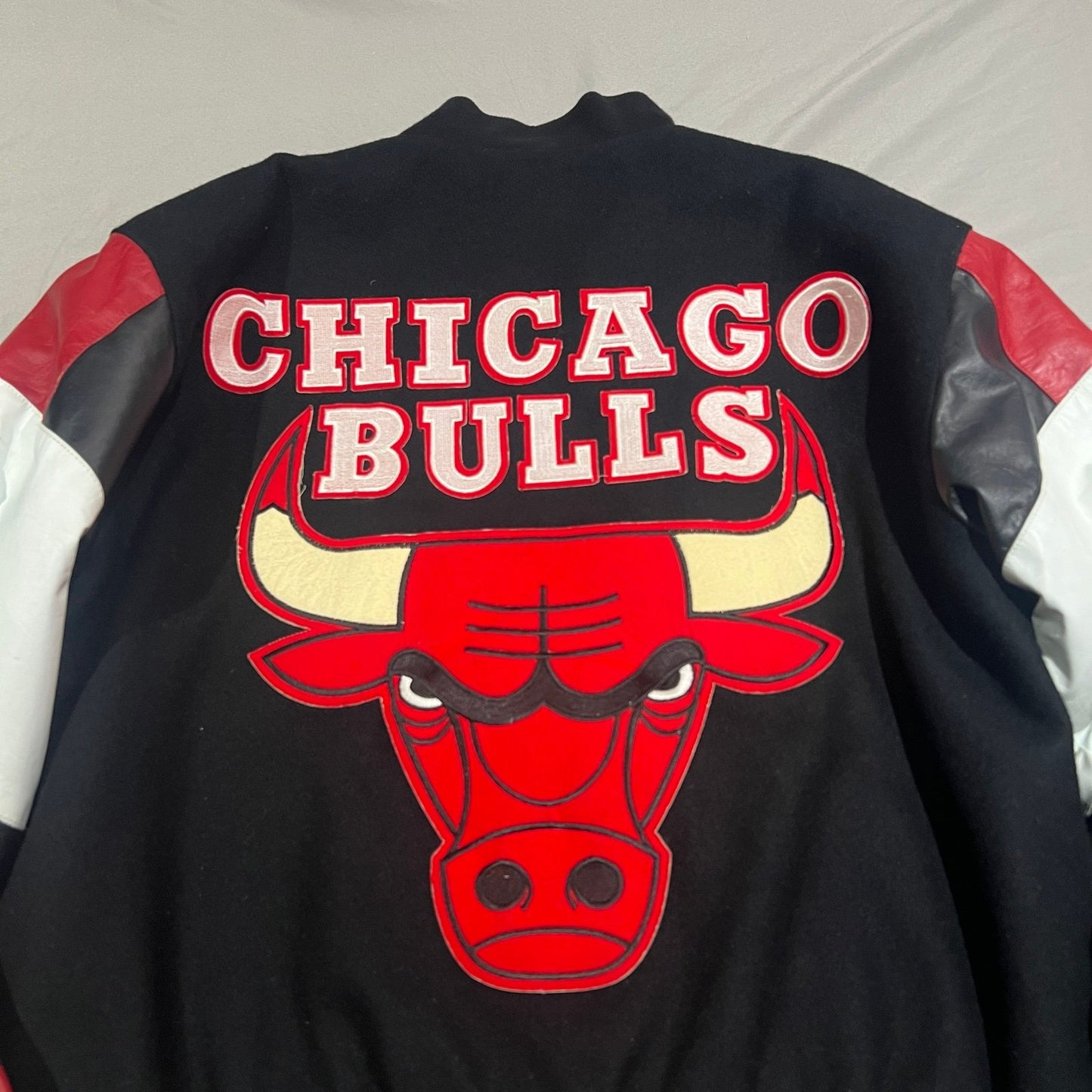 Vintage Chicago Bulls Jacket JH Design Mens Large NBA Wool Leather