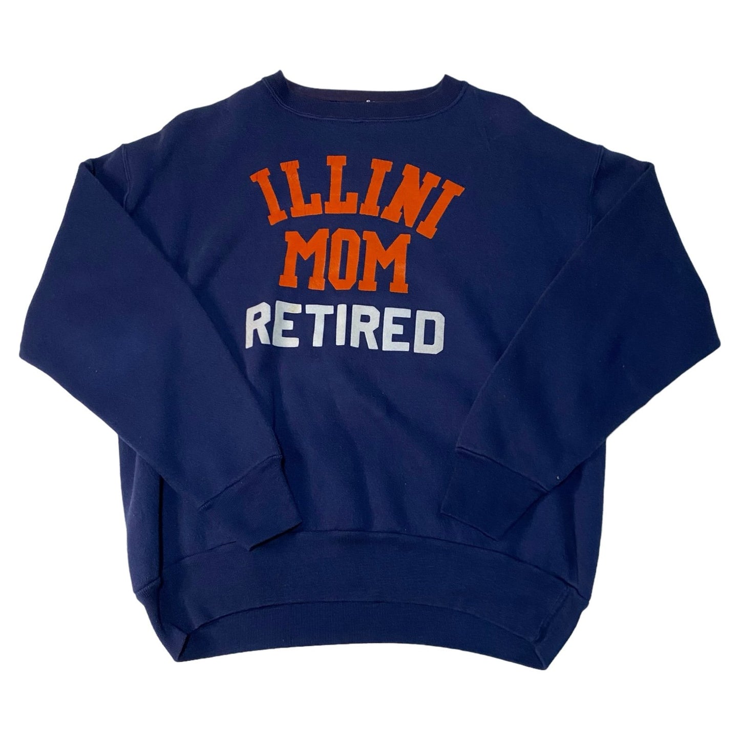 Vintage University of Illinois Sweater Crewneck Womans Large Mom Retired Blue