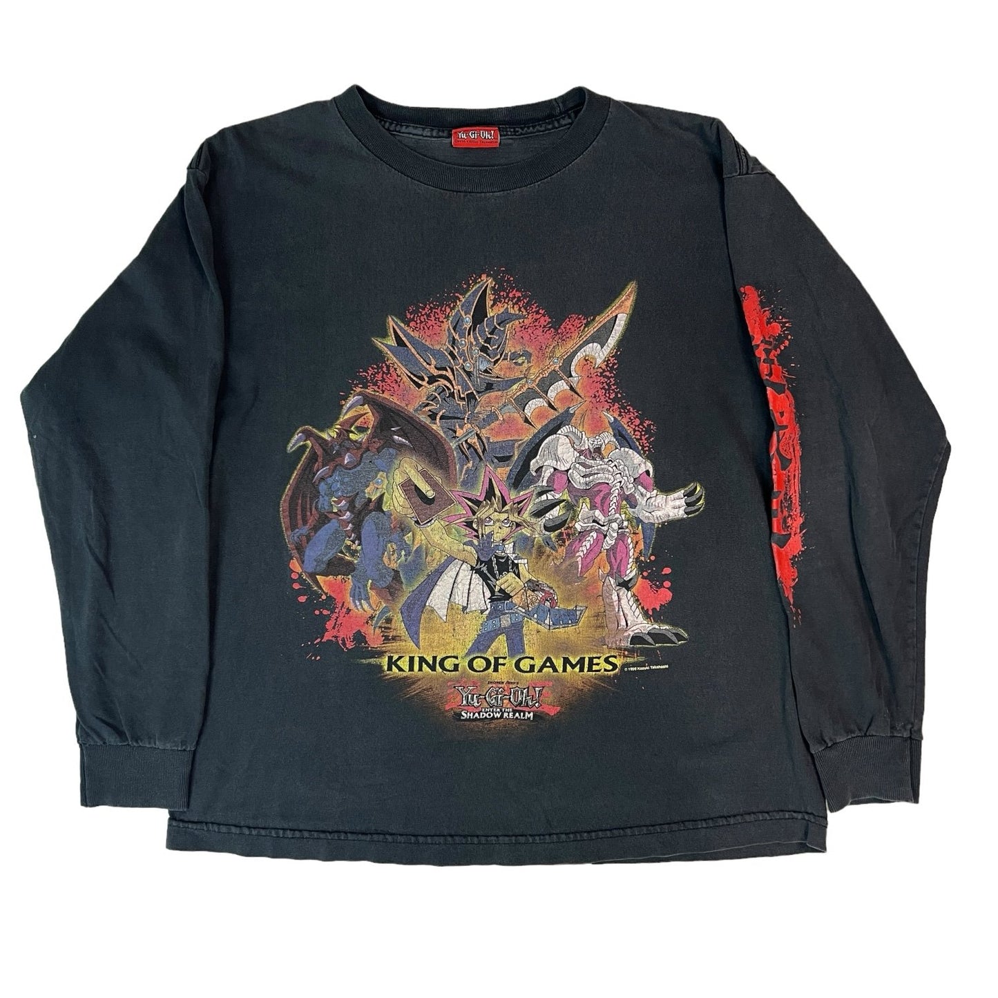 Vintage Yu-Gi-Oh 1996 Shirt Kids Youth XL Manga Anime Black Long Sleeve