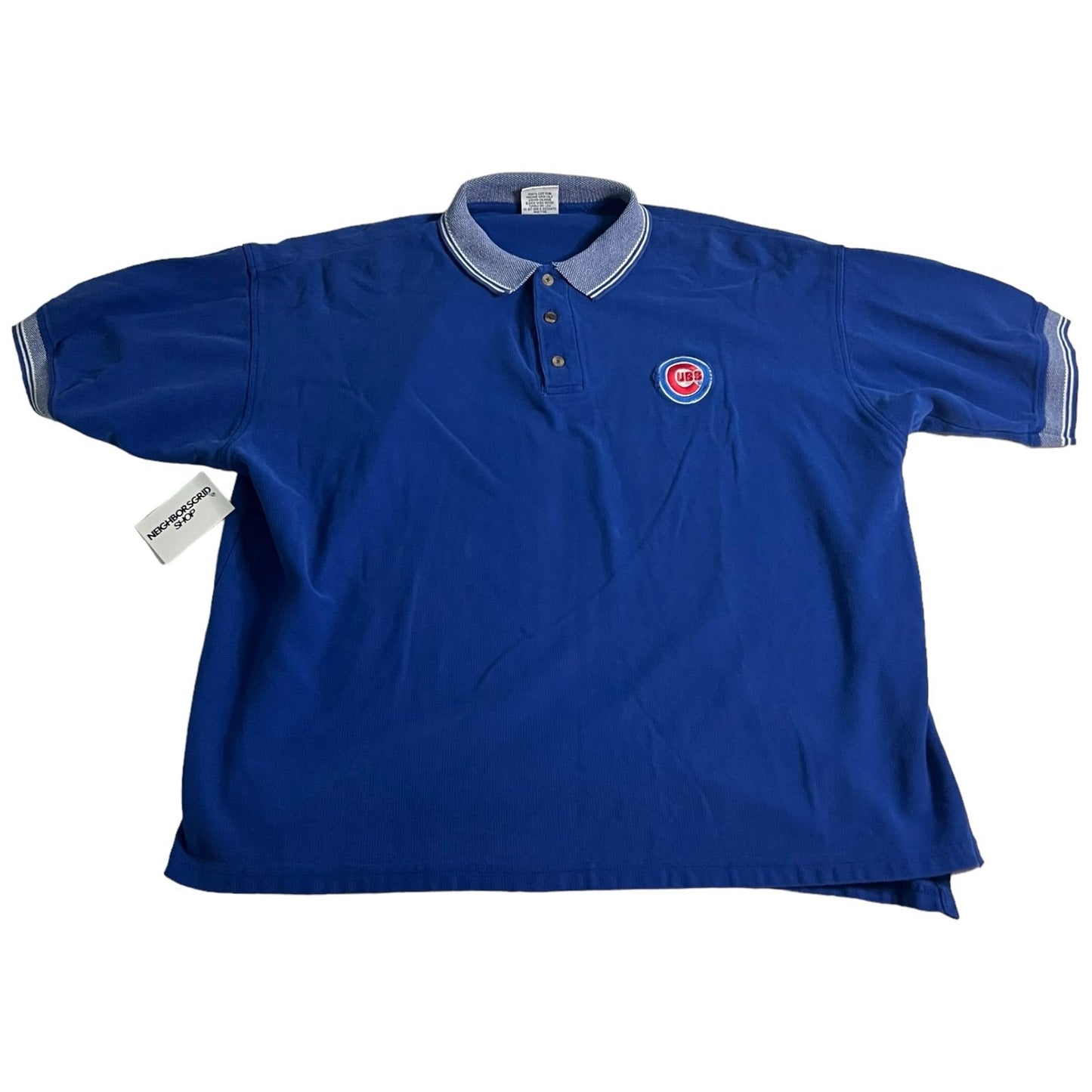 Vintage Chicago Cubs STARTER Polo Shirt Mens XL Blue Embroidered Short Sleeve