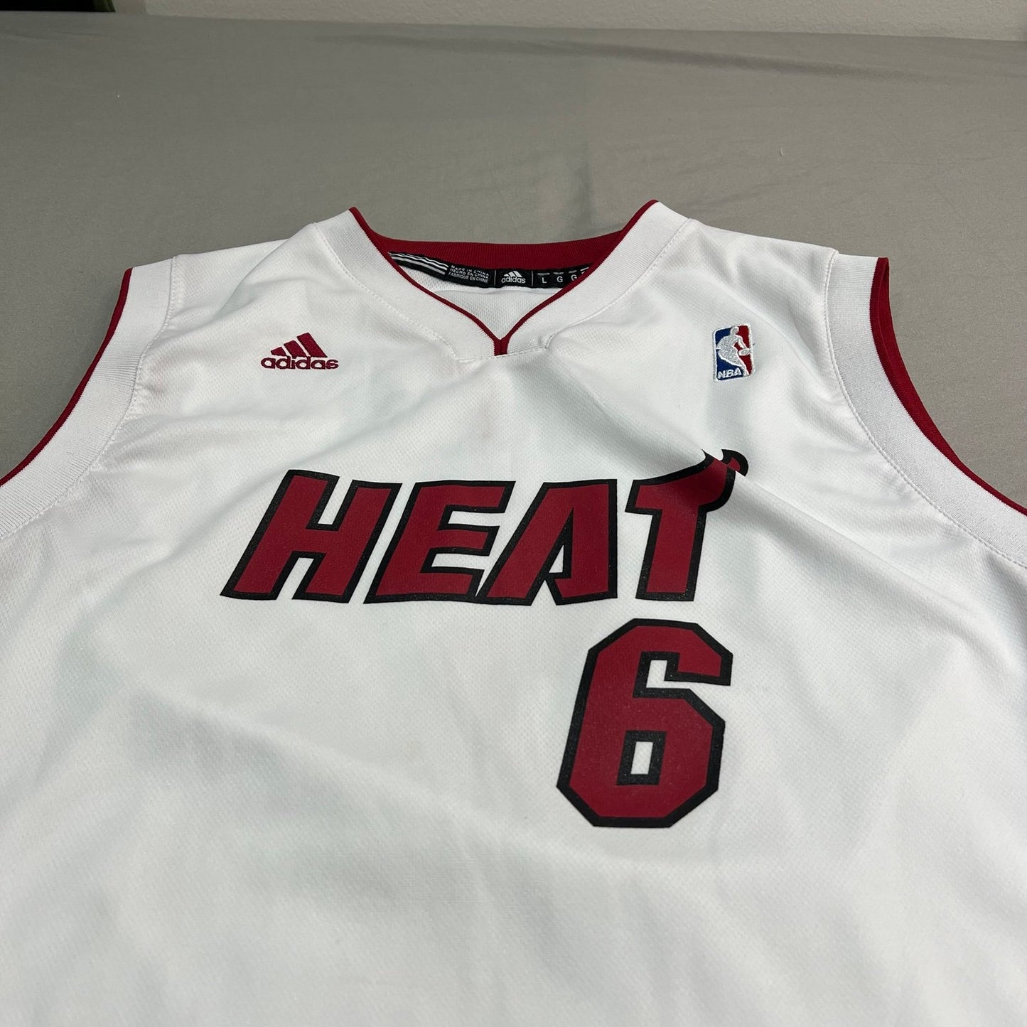 LeBron James Miami Heat Jersey Kids Youth Large #6 White Adidas NBA