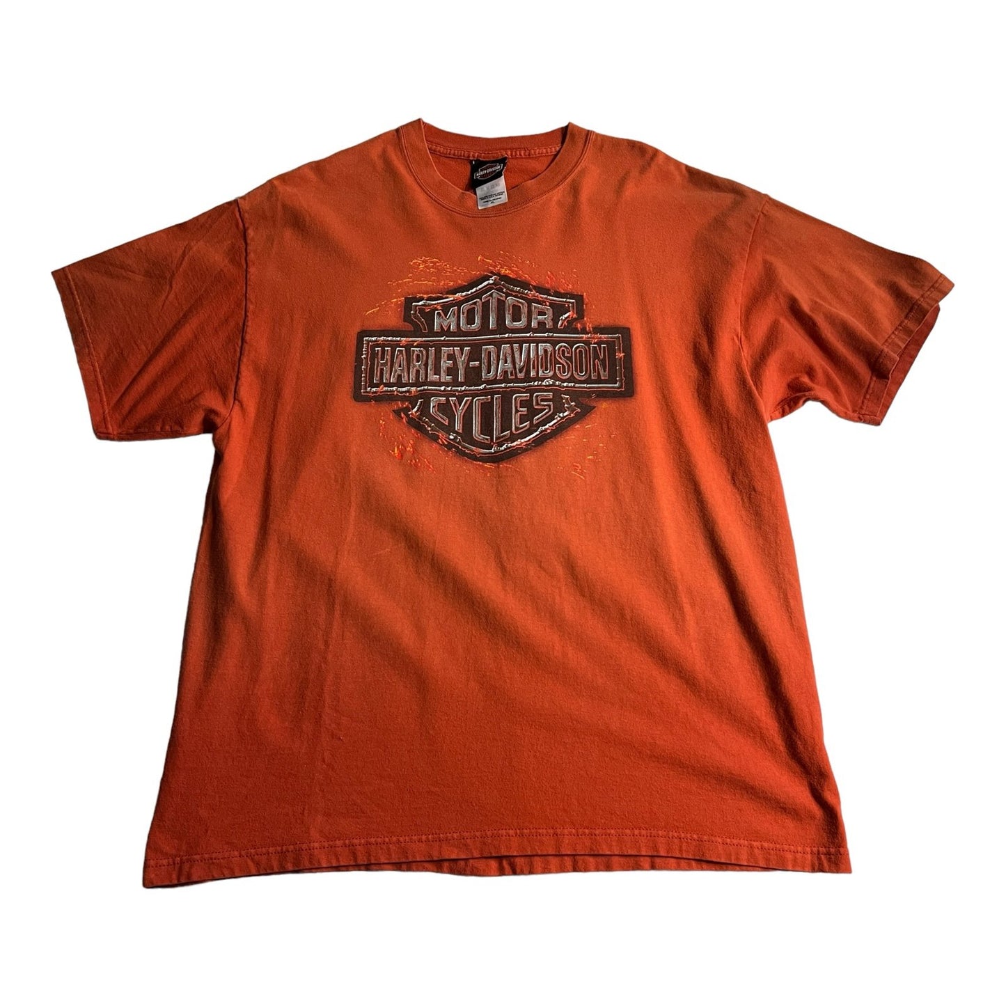 Harley Davidson Shirt Mens XL Short Sleeve Orange Fort Wayne Motorcycle Biker